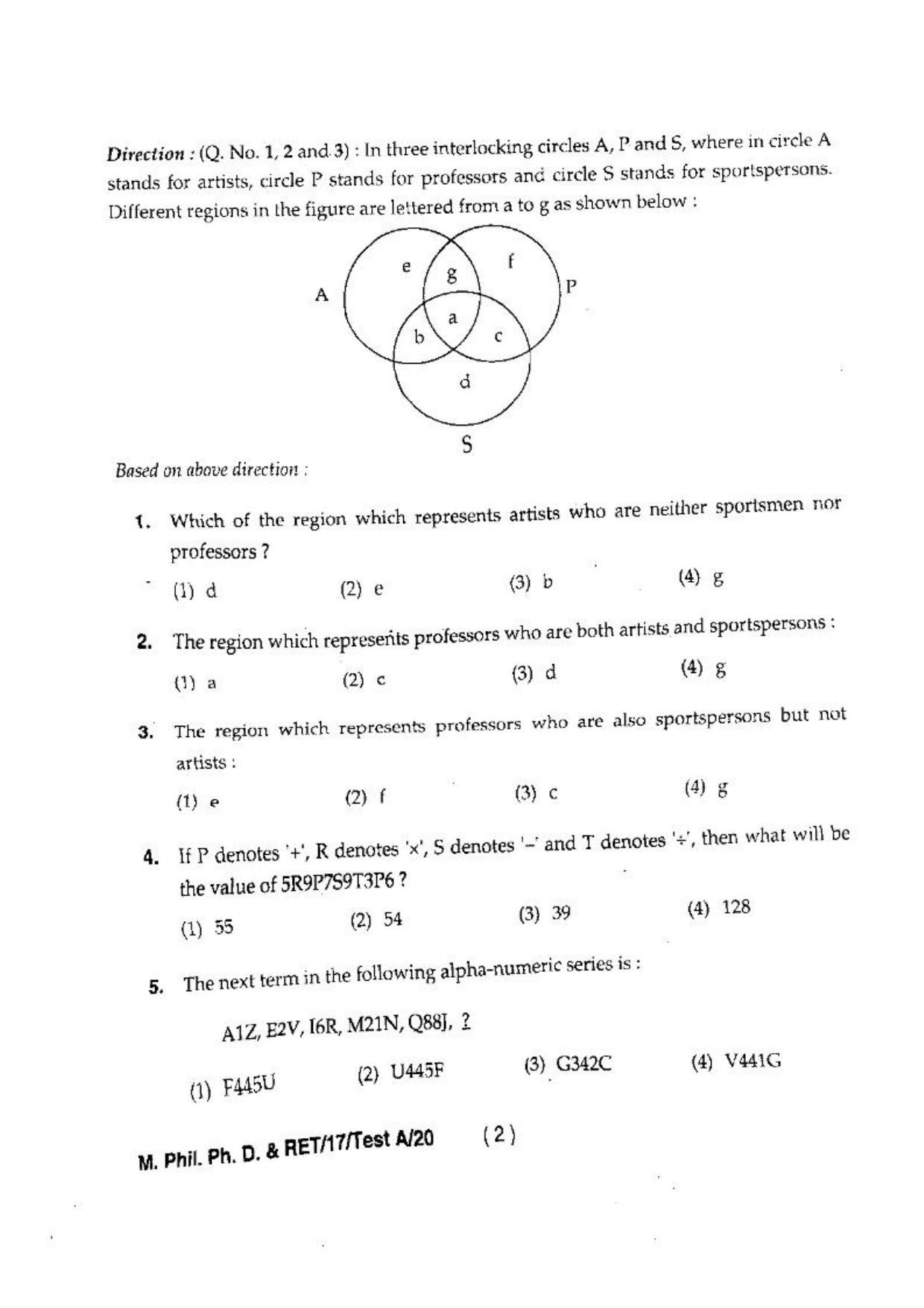 BHU RET(Agriculture) M.Phil.Ph.D & RET-17-TEST A-20  2017 Question Paper - Page 4