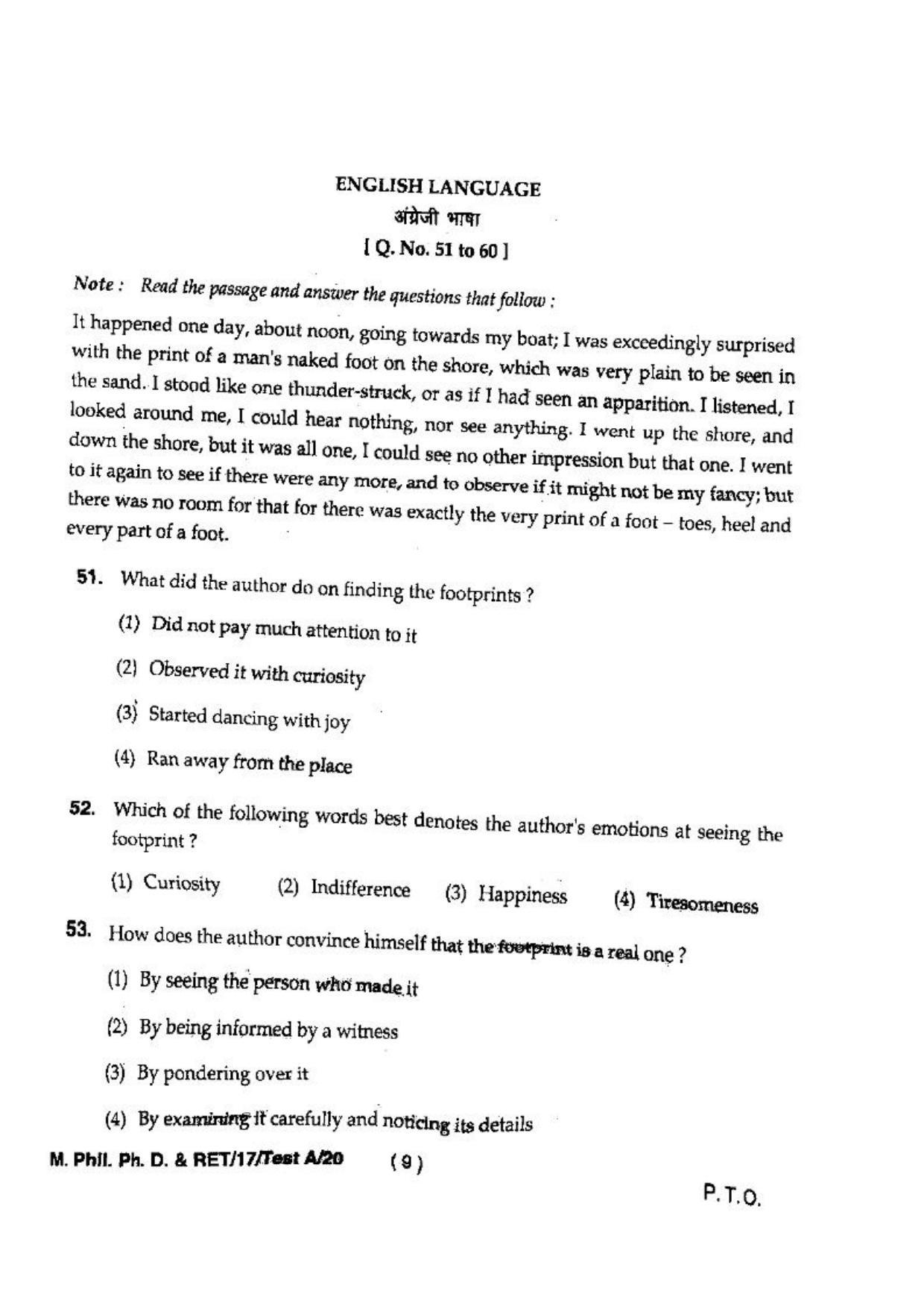 BHU RET(Agriculture) M.Phil.Ph.D & RET-17-TEST A-20  2017 Question Paper - Page 11