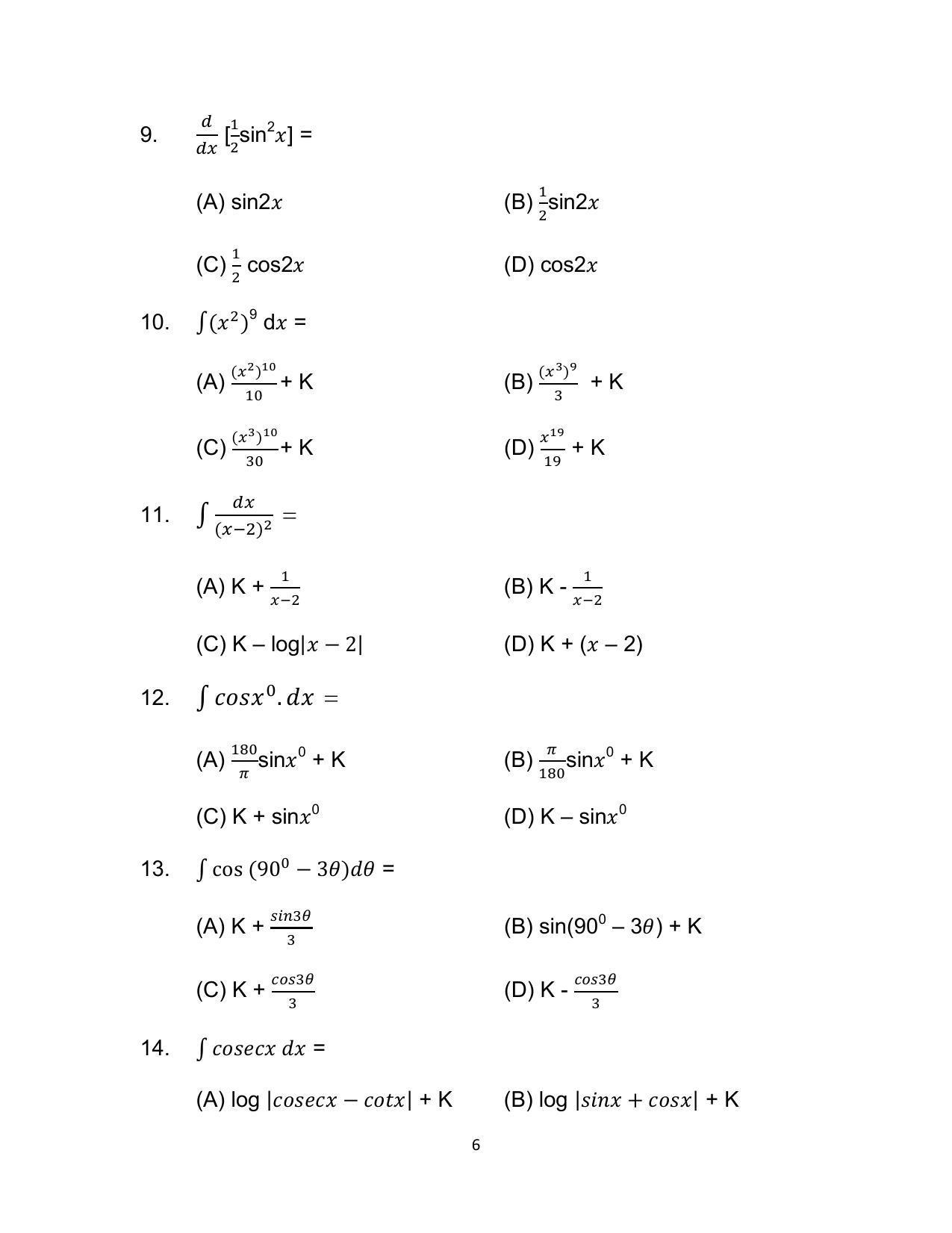 Bihar Board 12th Model Paper 2022 -Mathematics - I.Sc. & I.A. - Page 6