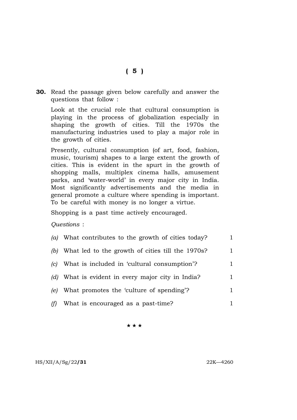 Meghalaya Board (MBOSE) Class 12 SOCIOLOGY  (HS-XII-A-Sg-22) 2022 Question Paper - Page 5