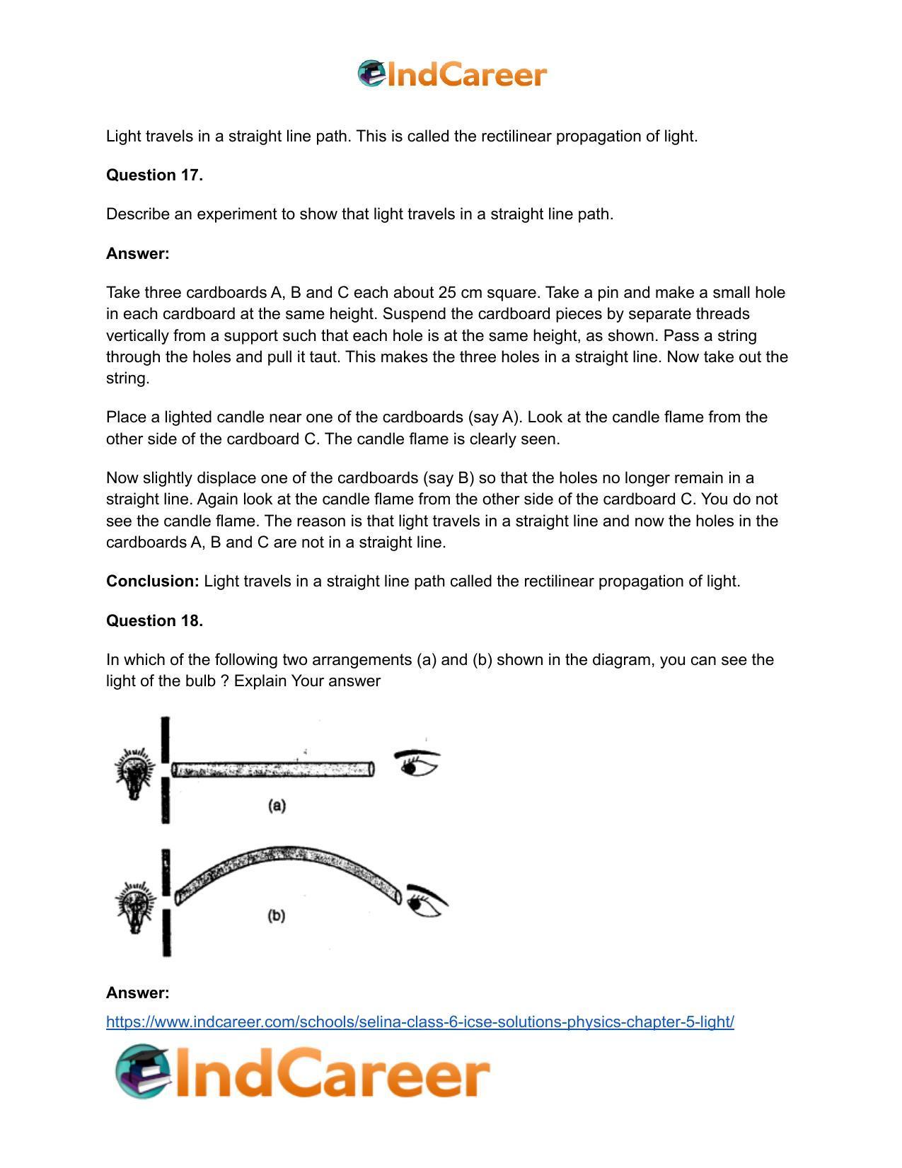 Selina Class 6 ICSE Solutions Physics : Chapter 5- Light - Page 10