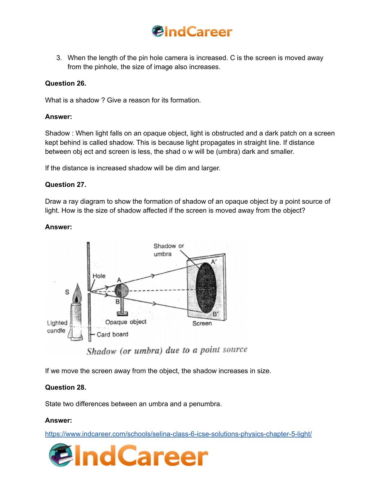 Selina Class 6 ICSE Solutions Physics : Chapter 5- Light - Page 14