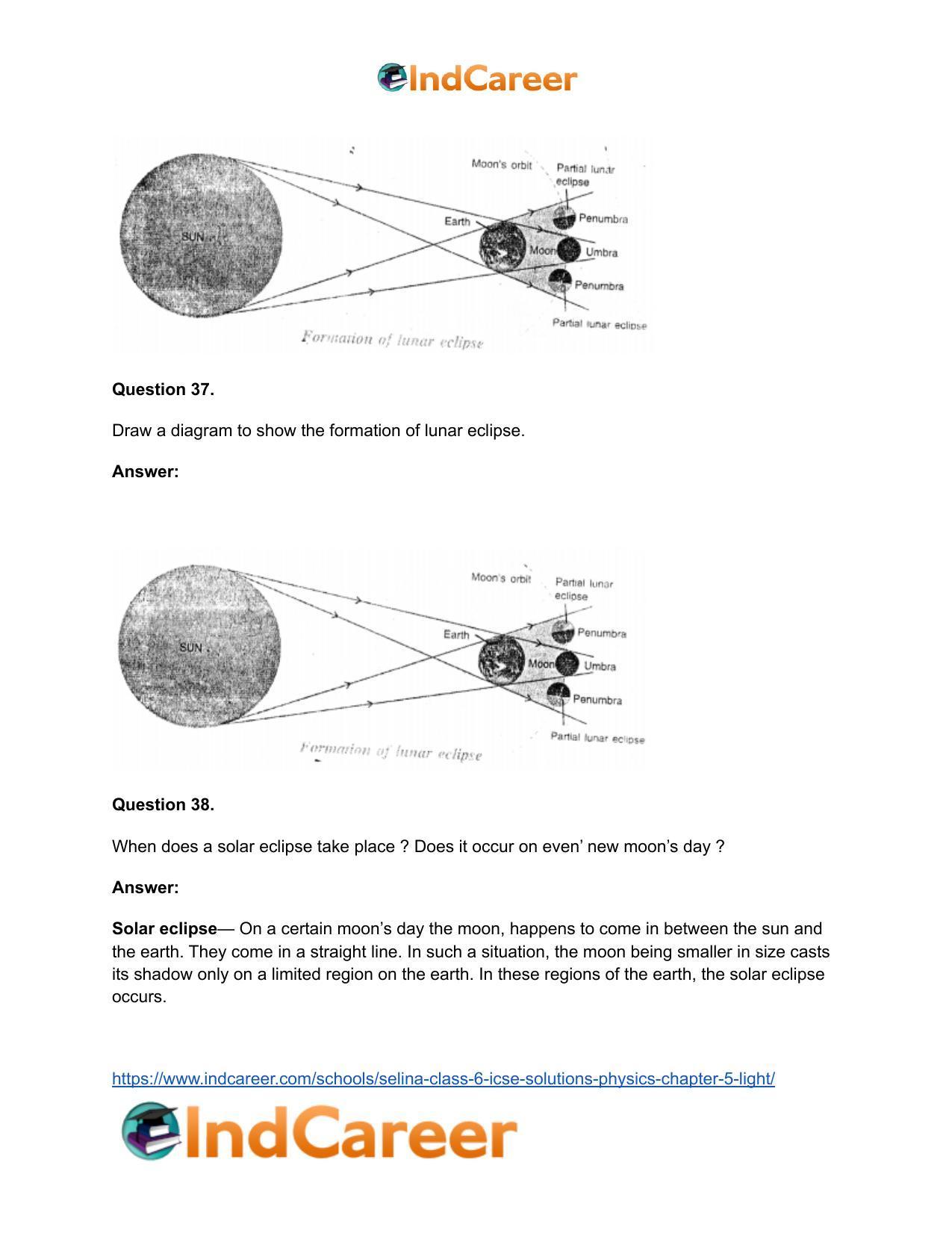 Selina Class 6 ICSE Solutions Physics : Chapter 5- Light - Page 19