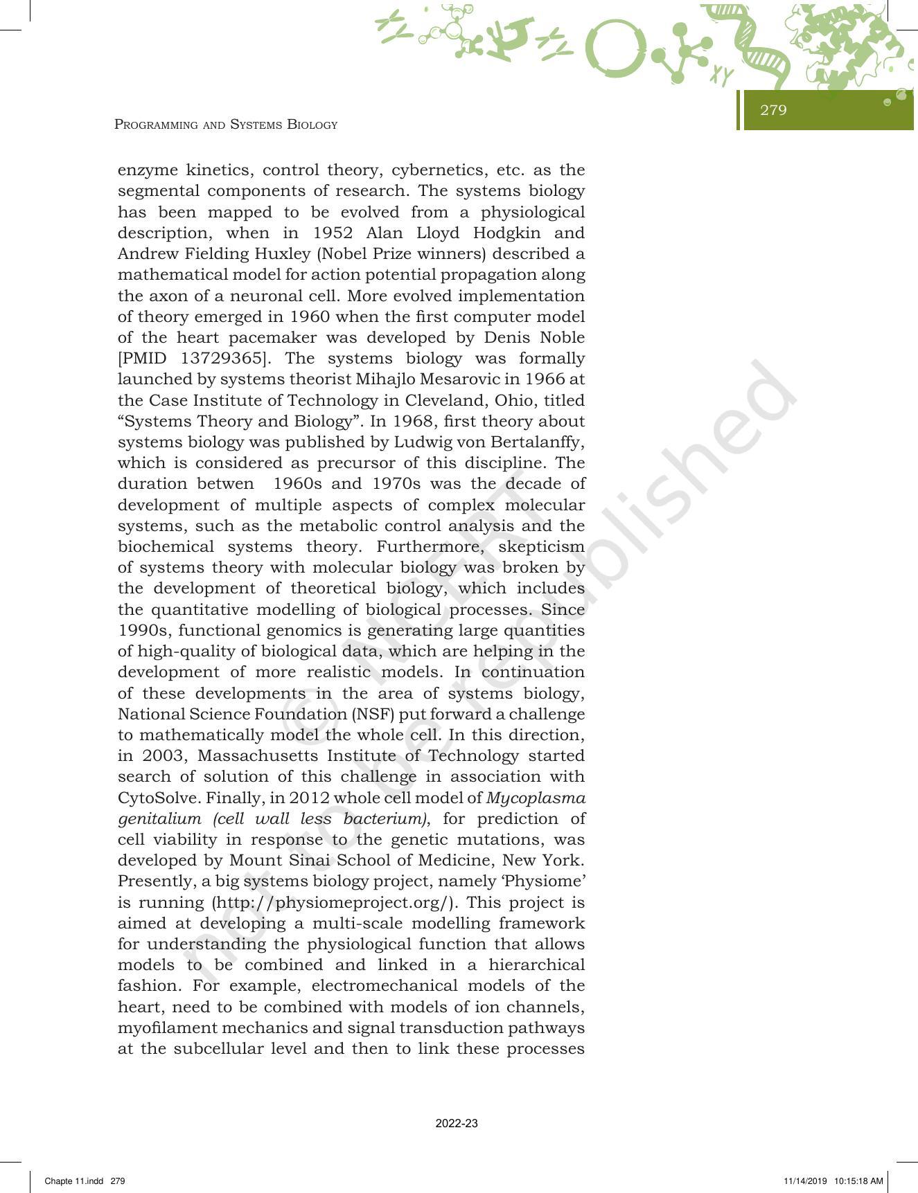 NCERT Book for Class 11 Biotechnology Chapter 11 Programming and Systems Biology - Page 4