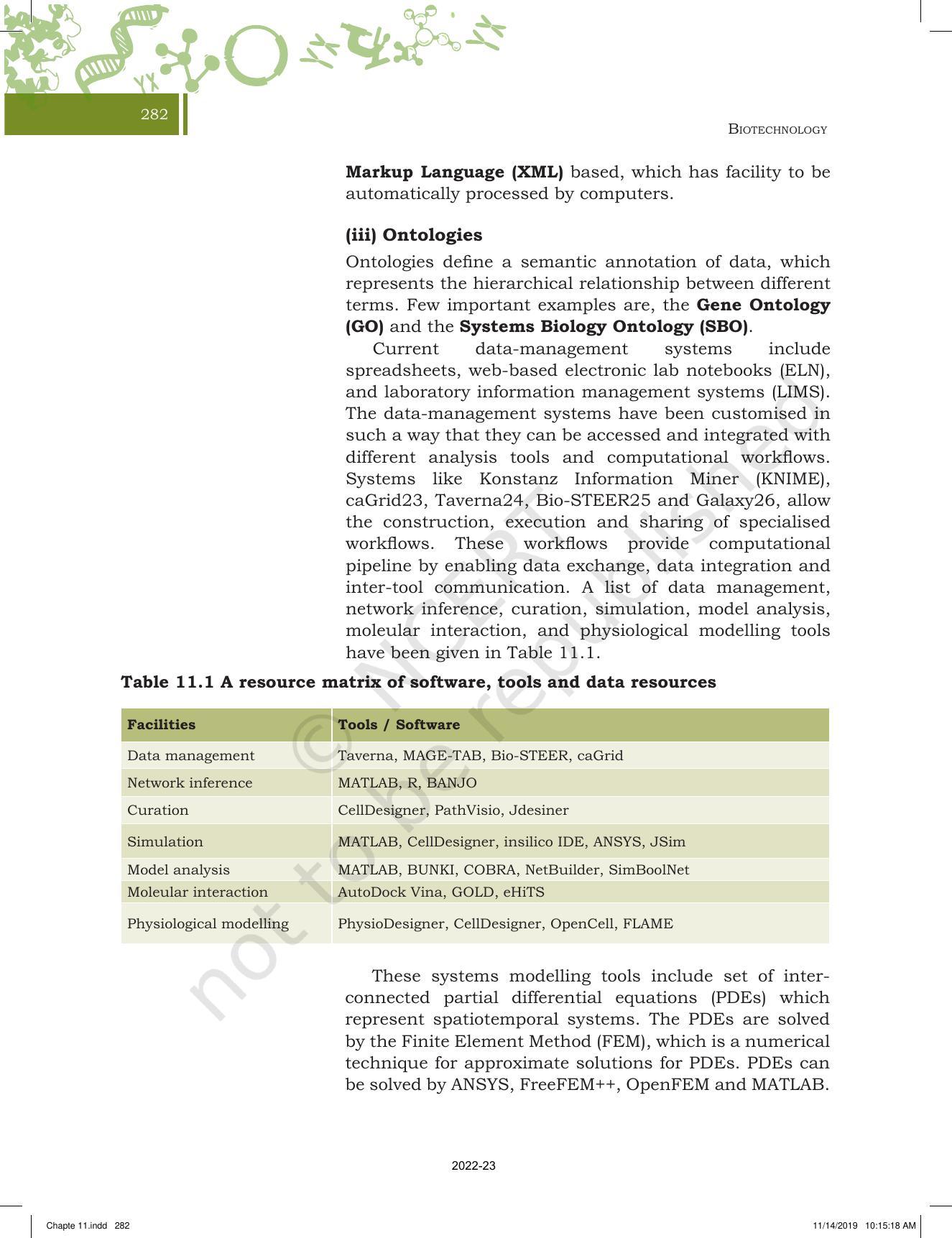 NCERT Book for Class 11 Biotechnology Chapter 11 Programming and Systems Biology - Page 7