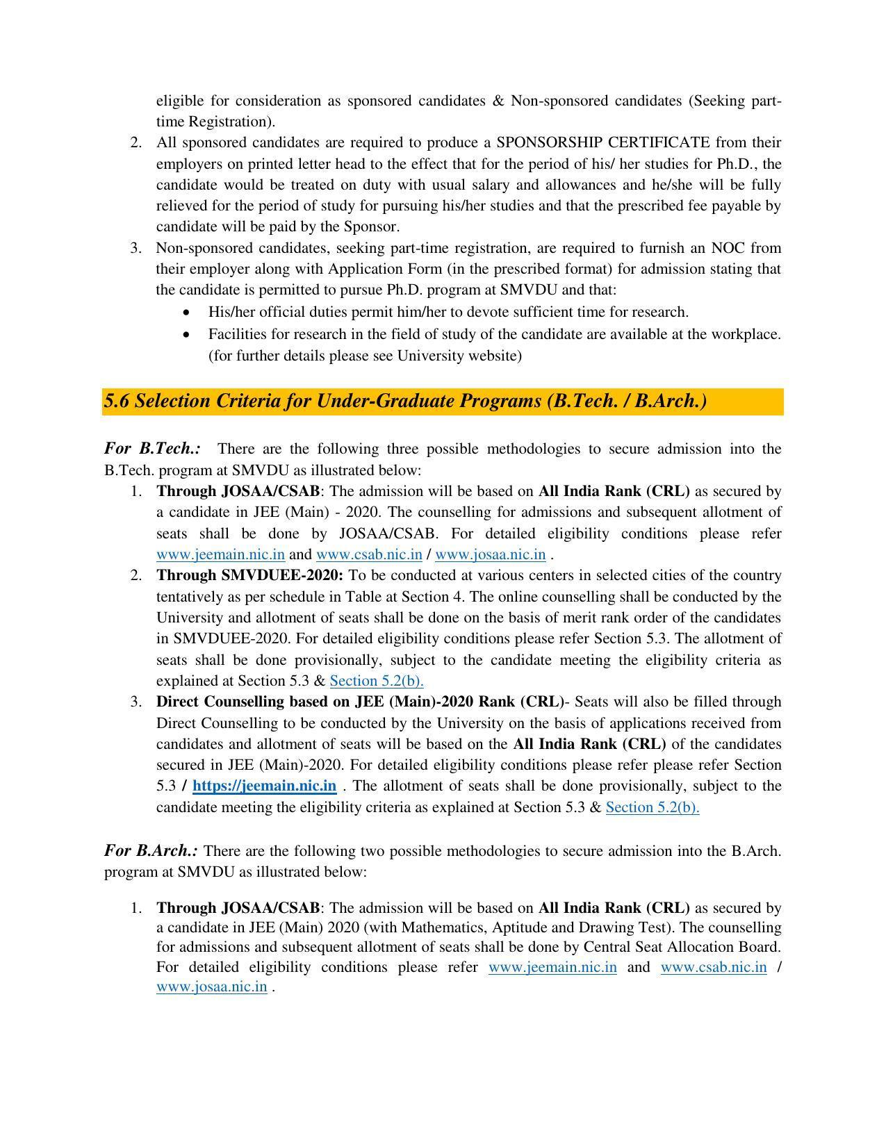 Shri Mata Vaishno Devi University (SMVDU), Katra 2020-21 (Prospectus) - Page 18