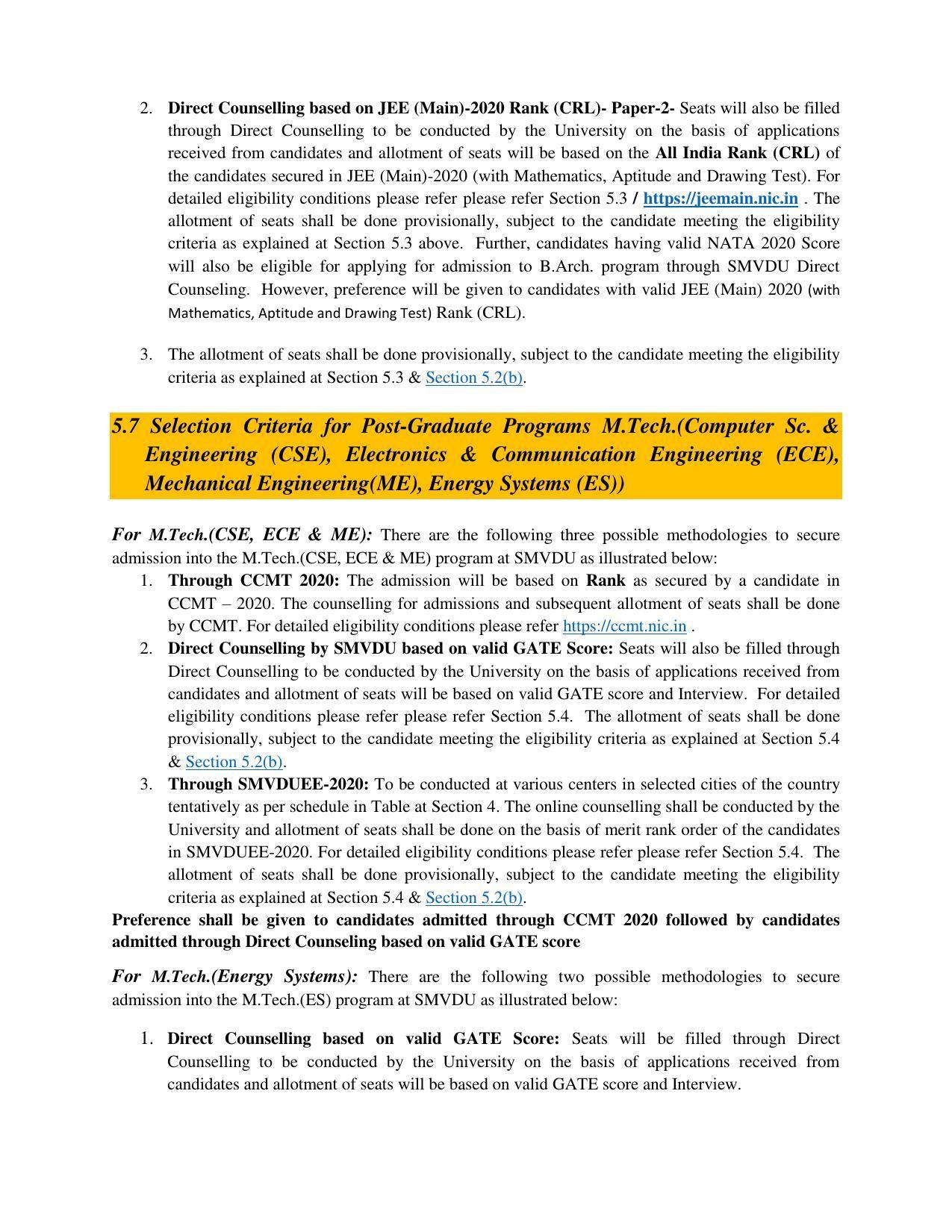 Shri Mata Vaishno Devi University (SMVDU), Katra 2020-21 (Prospectus) - Page 19