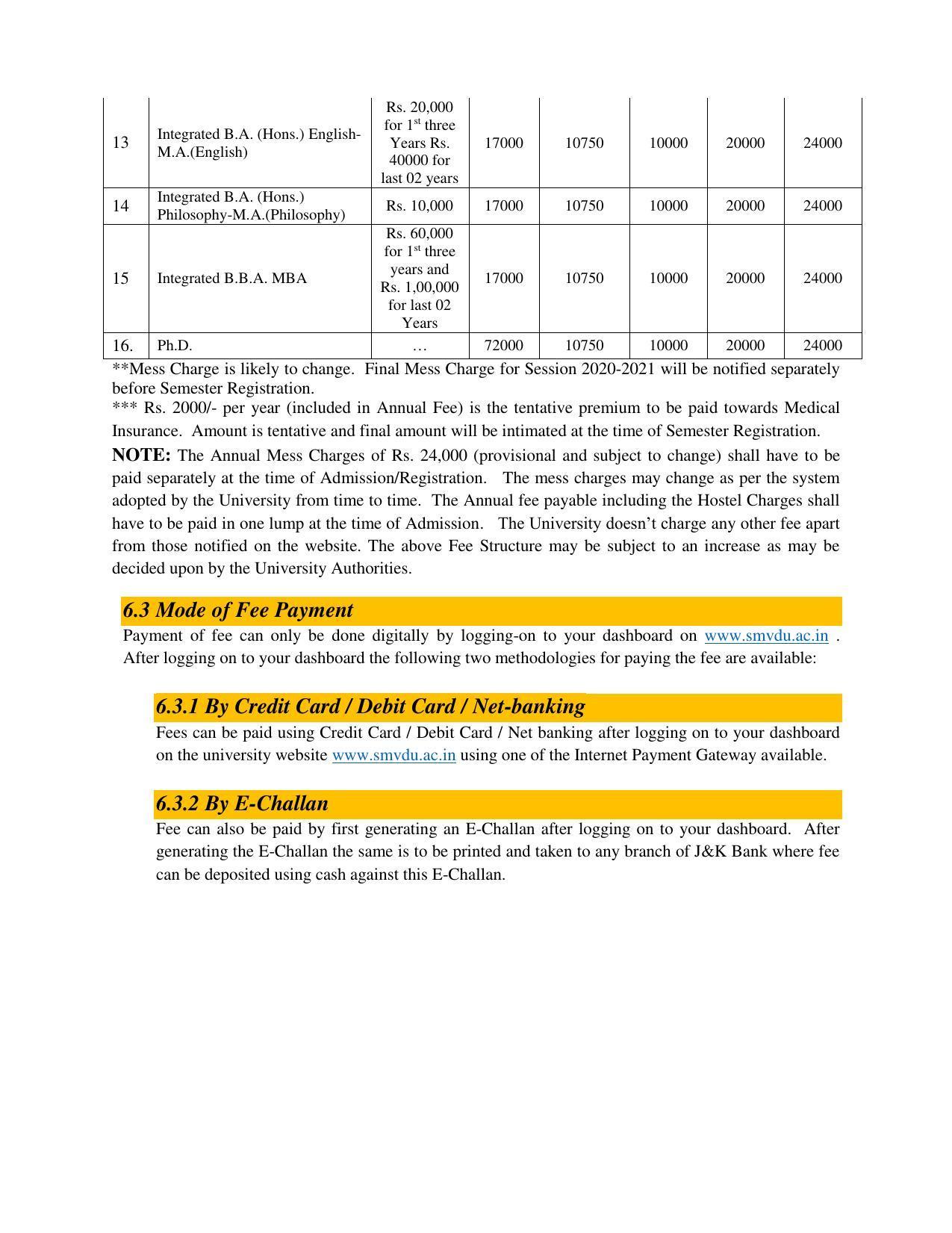 Shri Mata Vaishno Devi University (SMVDU), Katra 2020-21 (Prospectus) - Page 26