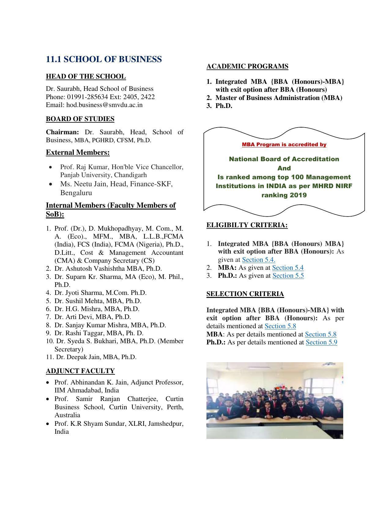 Shri Mata Vaishno Devi University (SMVDU), Katra 2020-21 (Prospectus) - Page 54