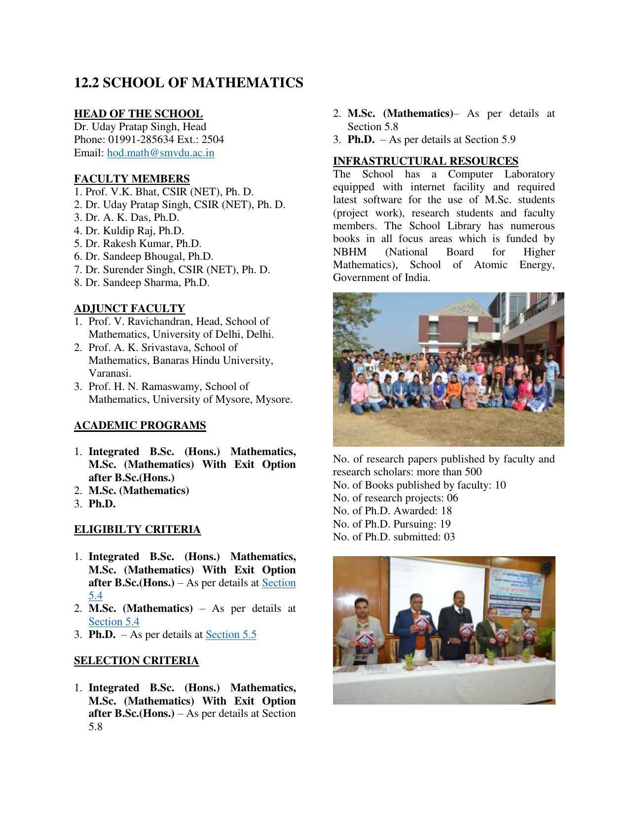 Shri Mata Vaishno Devi University (SMVDU), Katra 2020-21 (Prospectus) - Page 61