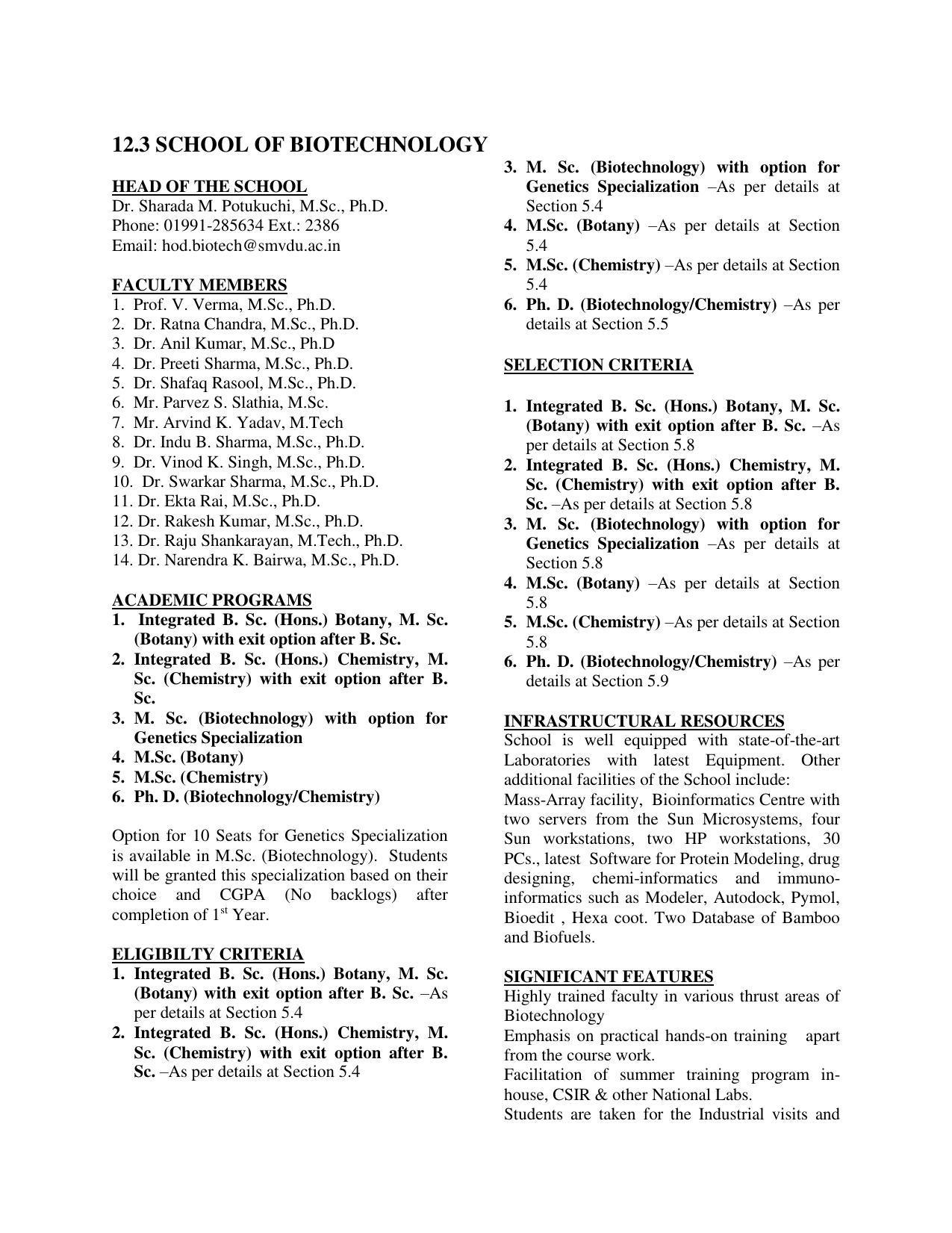 Shri Mata Vaishno Devi University (SMVDU), Katra 2020-21 (Prospectus) - Page 63