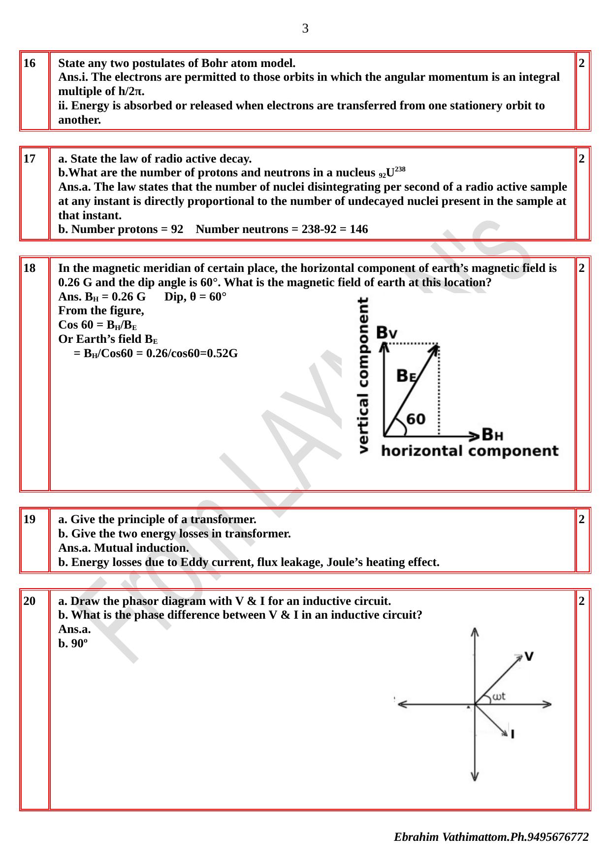 Kerala Plus Two 2021 Physics  Answer Key - Page 3