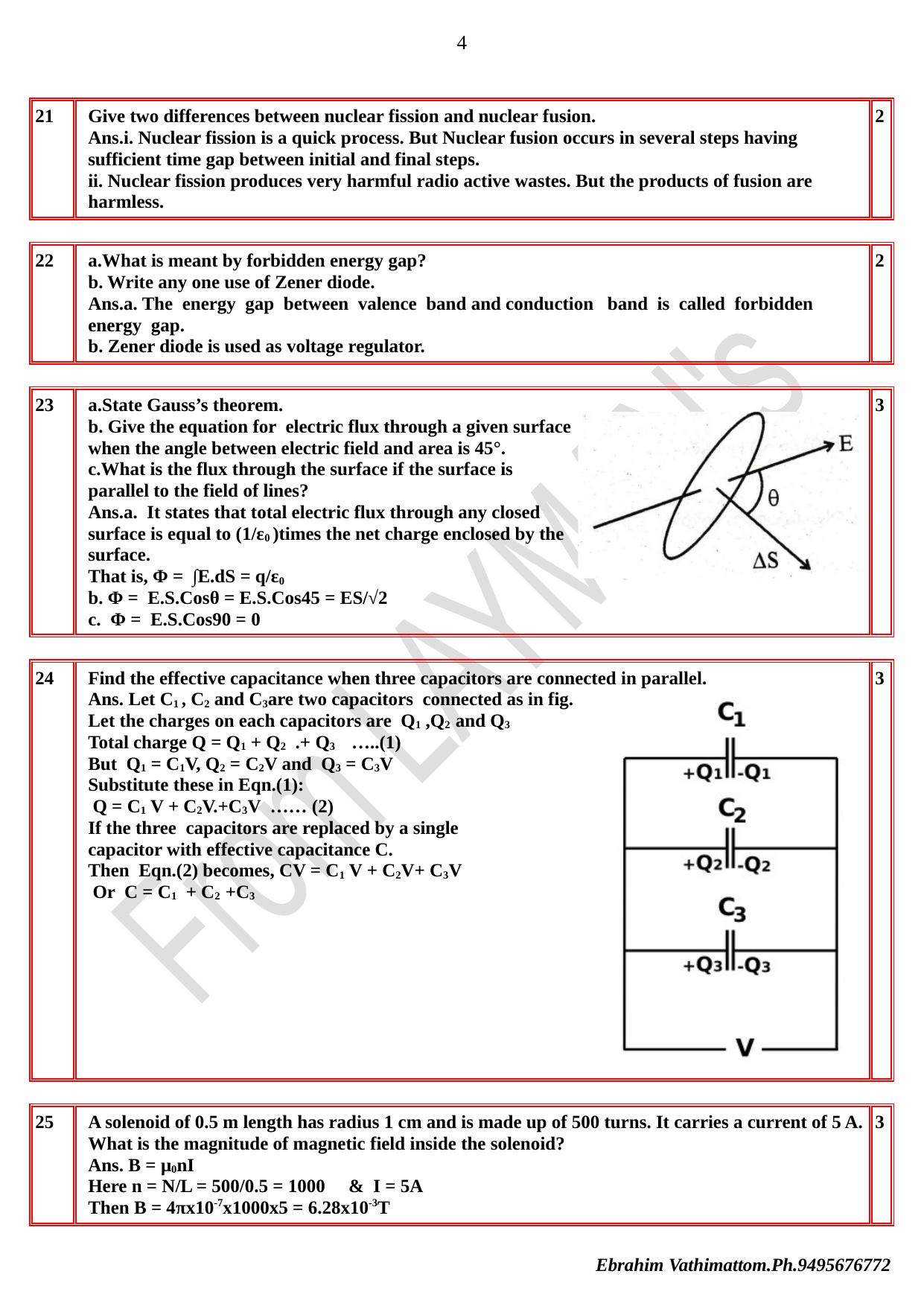 Kerala Plus Two 2021 Physics  Answer Key - Page 4