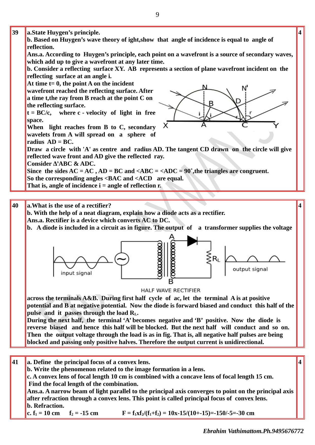 Kerala Plus Two 2021 Physics  Answer Key - Page 9