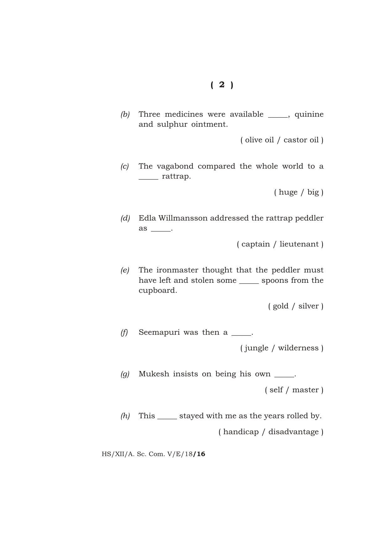 Meghalaya Board (MBOSE) Class 12 ENGLISH 2018 Question Paper - Page 2