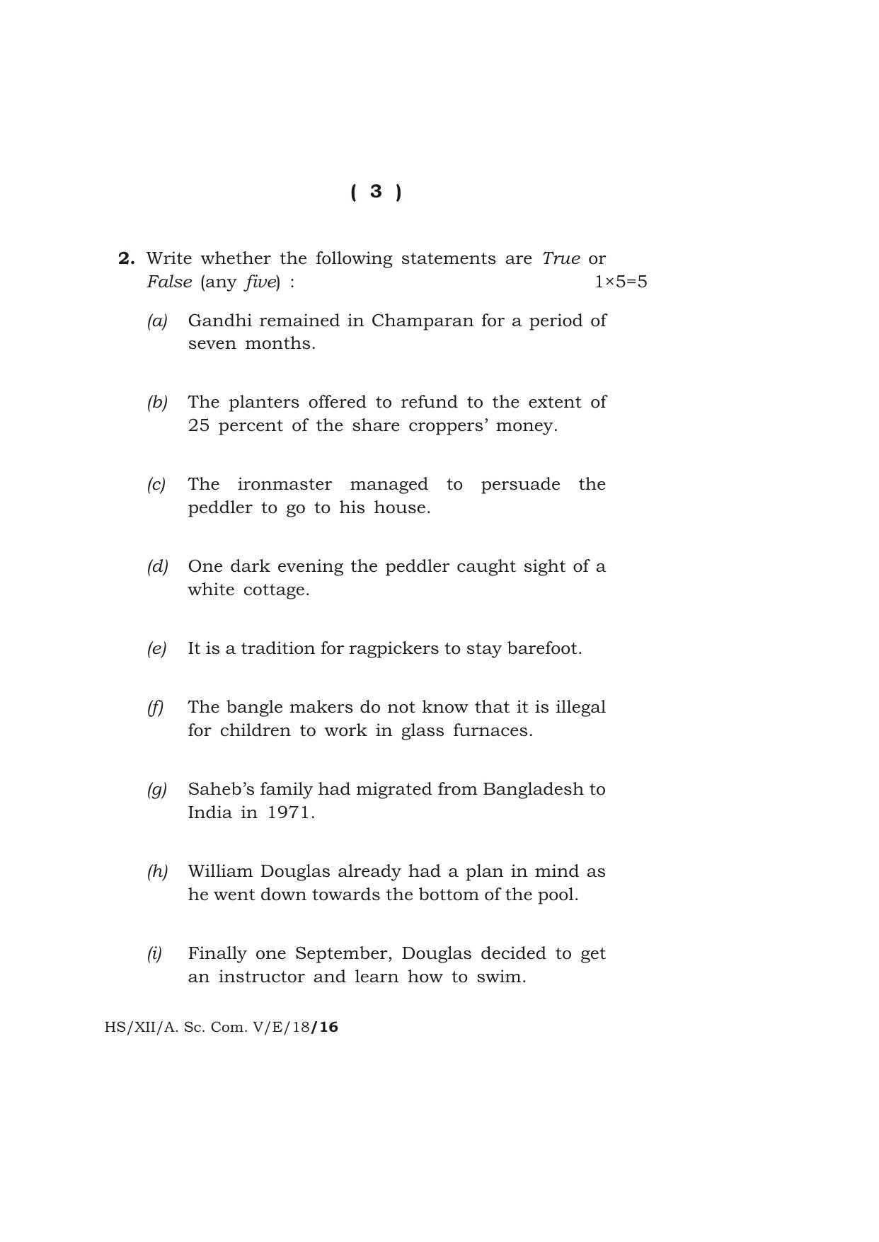 Meghalaya Board (MBOSE) Class 12 ENGLISH 2018 Question Paper - Page 3