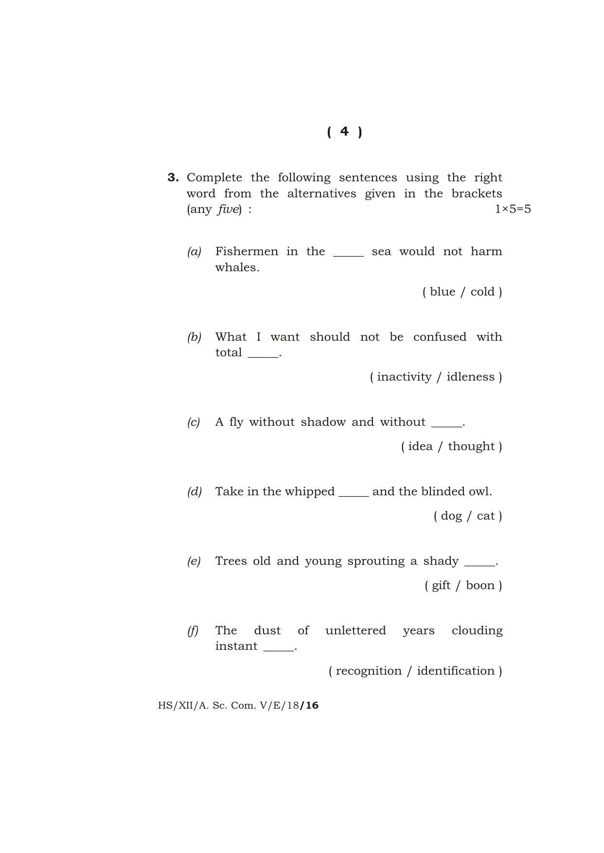 Meghalaya Board (MBOSE) Class 12 ENGLISH 2018 Question Paper - Page 4