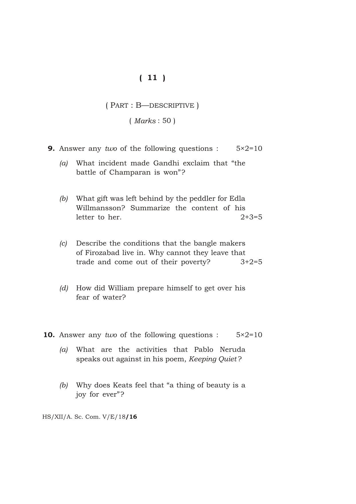 Meghalaya Board (MBOSE) Class 12 ENGLISH 2018 Question Paper - Page 11