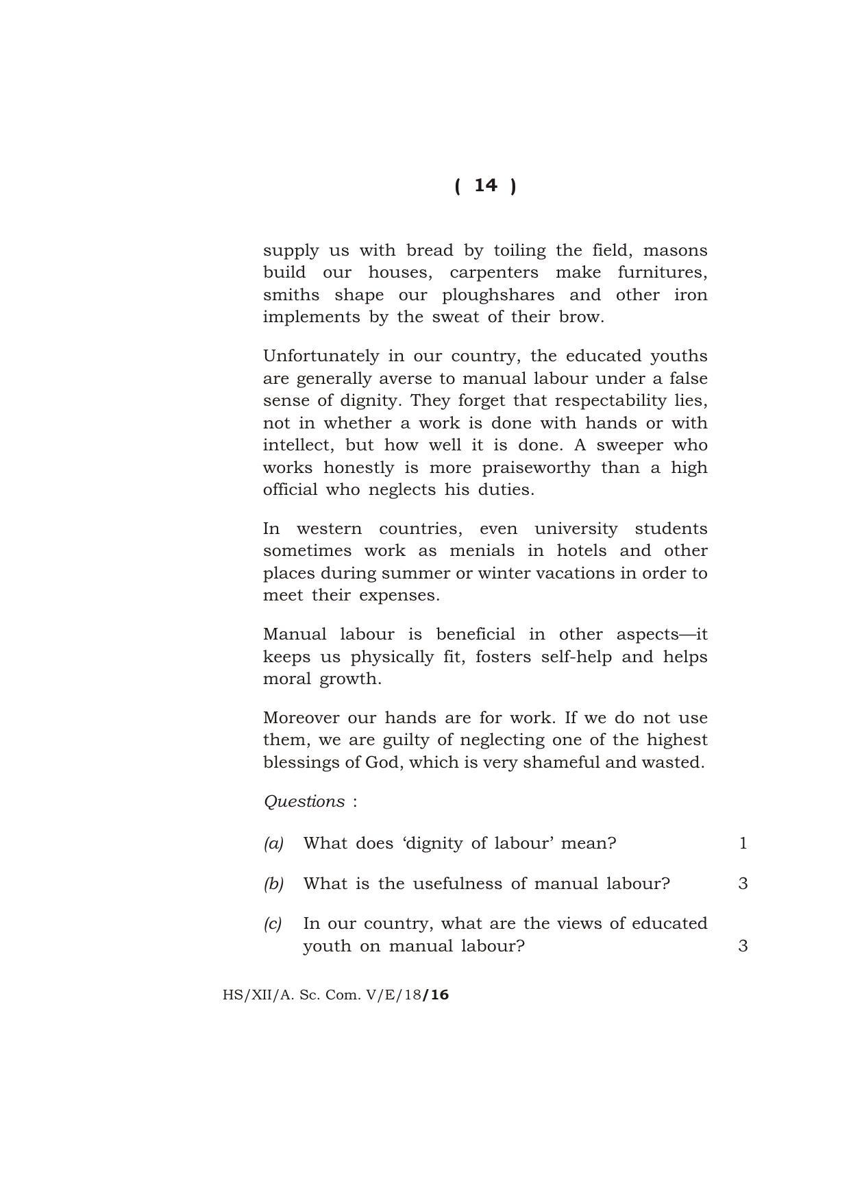 Meghalaya Board (MBOSE) Class 12 ENGLISH 2018 Question Paper - Page 14