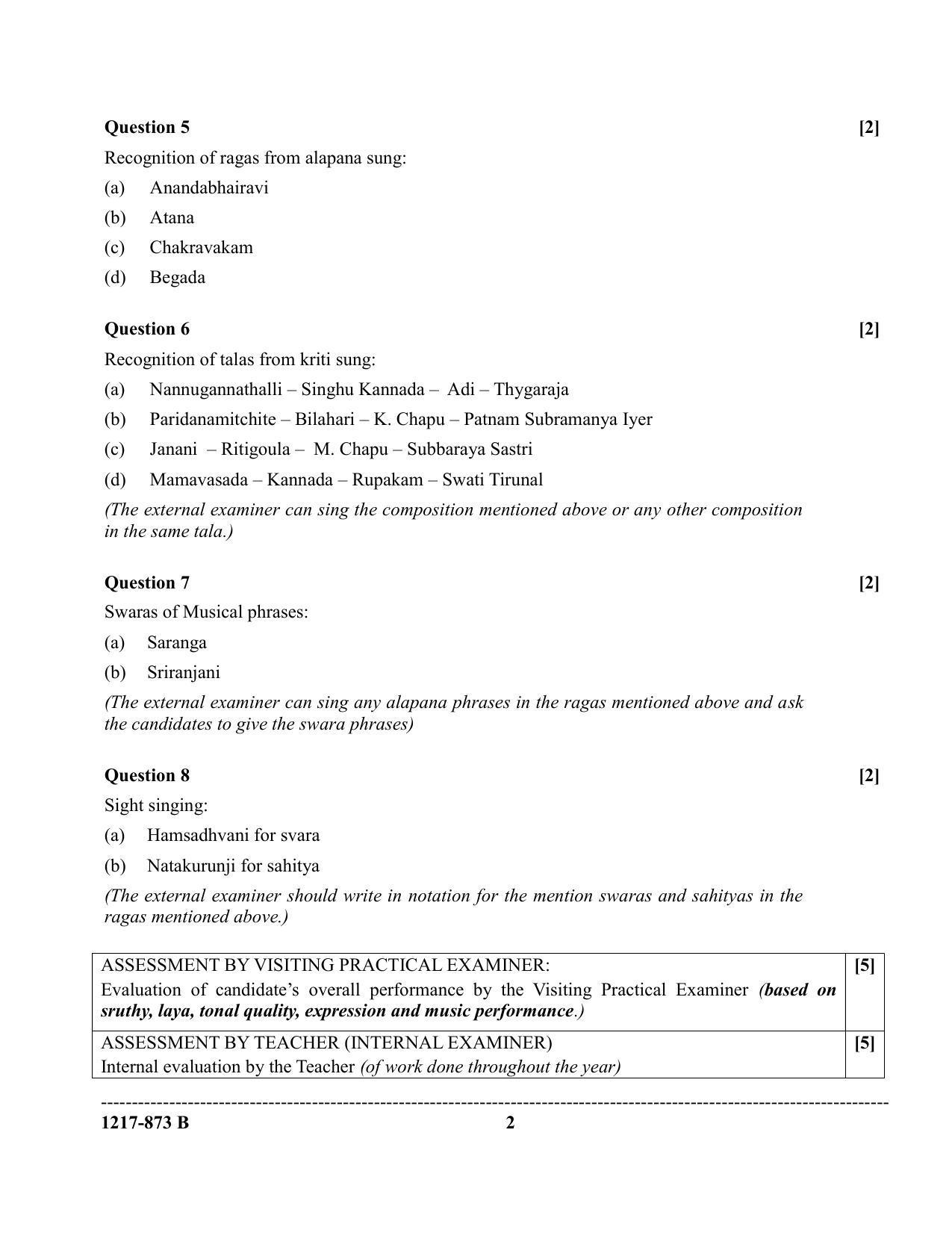 ISC Class 12 2017 INDIAN MUSIC (CARNATIC) Paper – 2 (PRACTICAL) Question Paper - Page 2