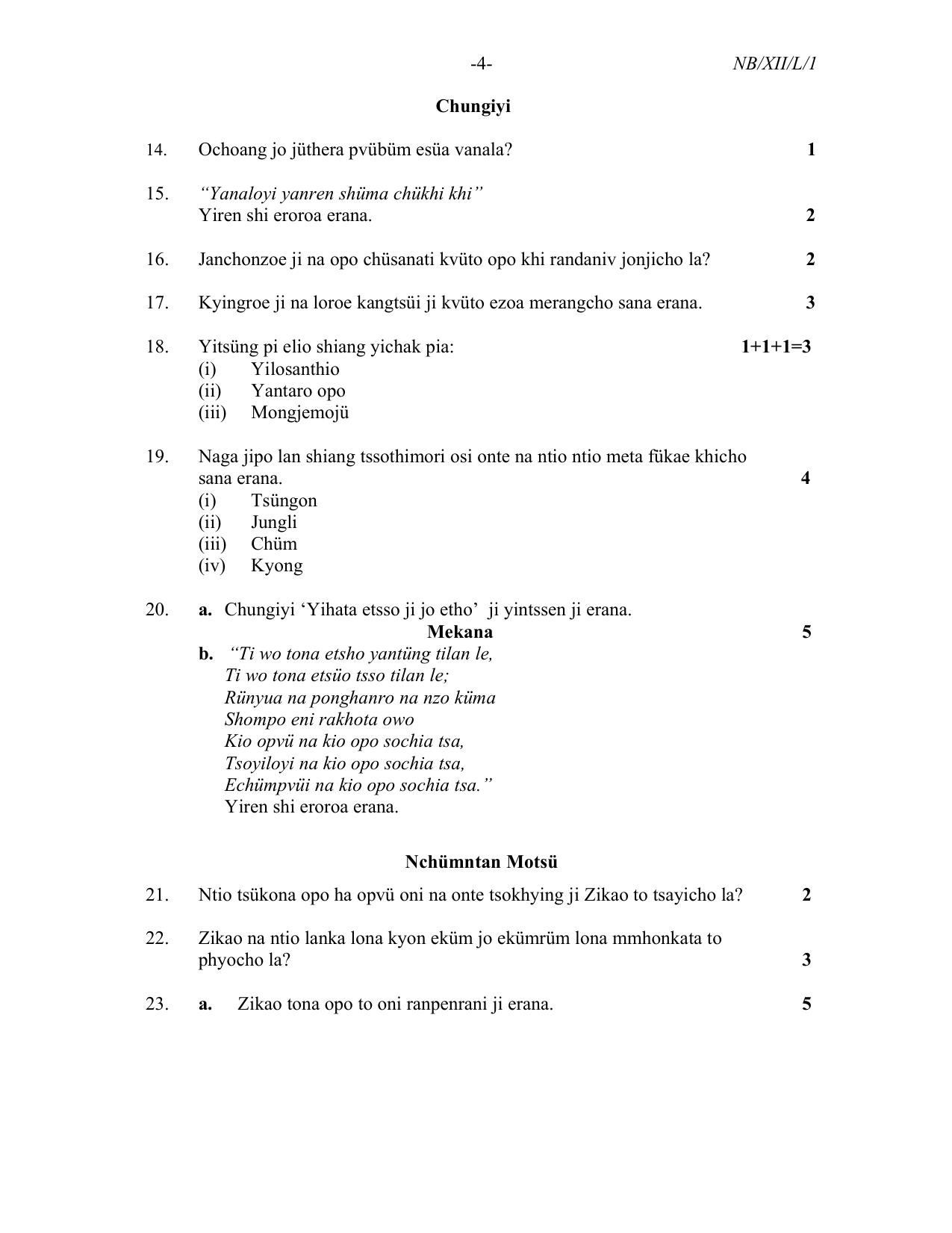 Nagaland Board Class 12 Lotha 2021 Question Paper - Page 4