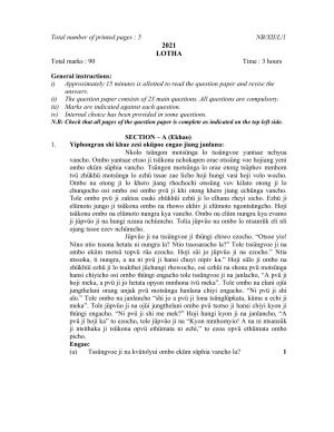 Nagaland Board Class 12 Lotha 2021 Question Paper