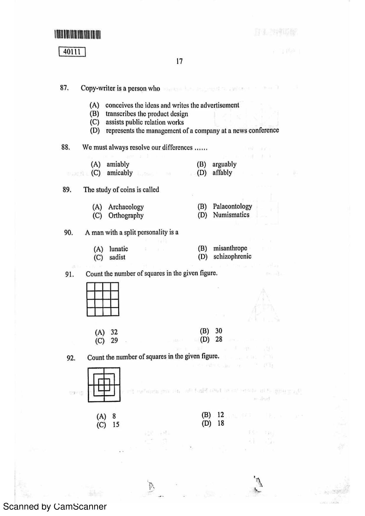 CUSAT CAT 2011 MBA Question Paper - Page 17