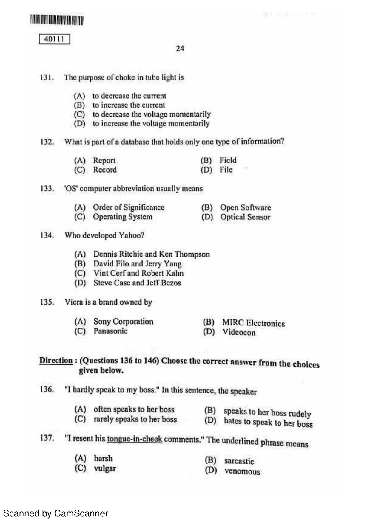 CUSAT CAT 2011 MBA Question Paper - Page 24
