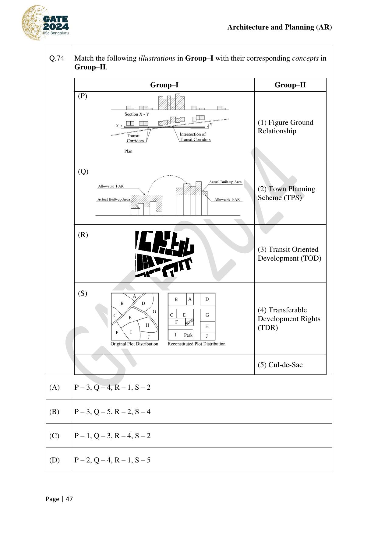 GATE 2024 Architecture and Planning (AR) Question Paper - Page 47