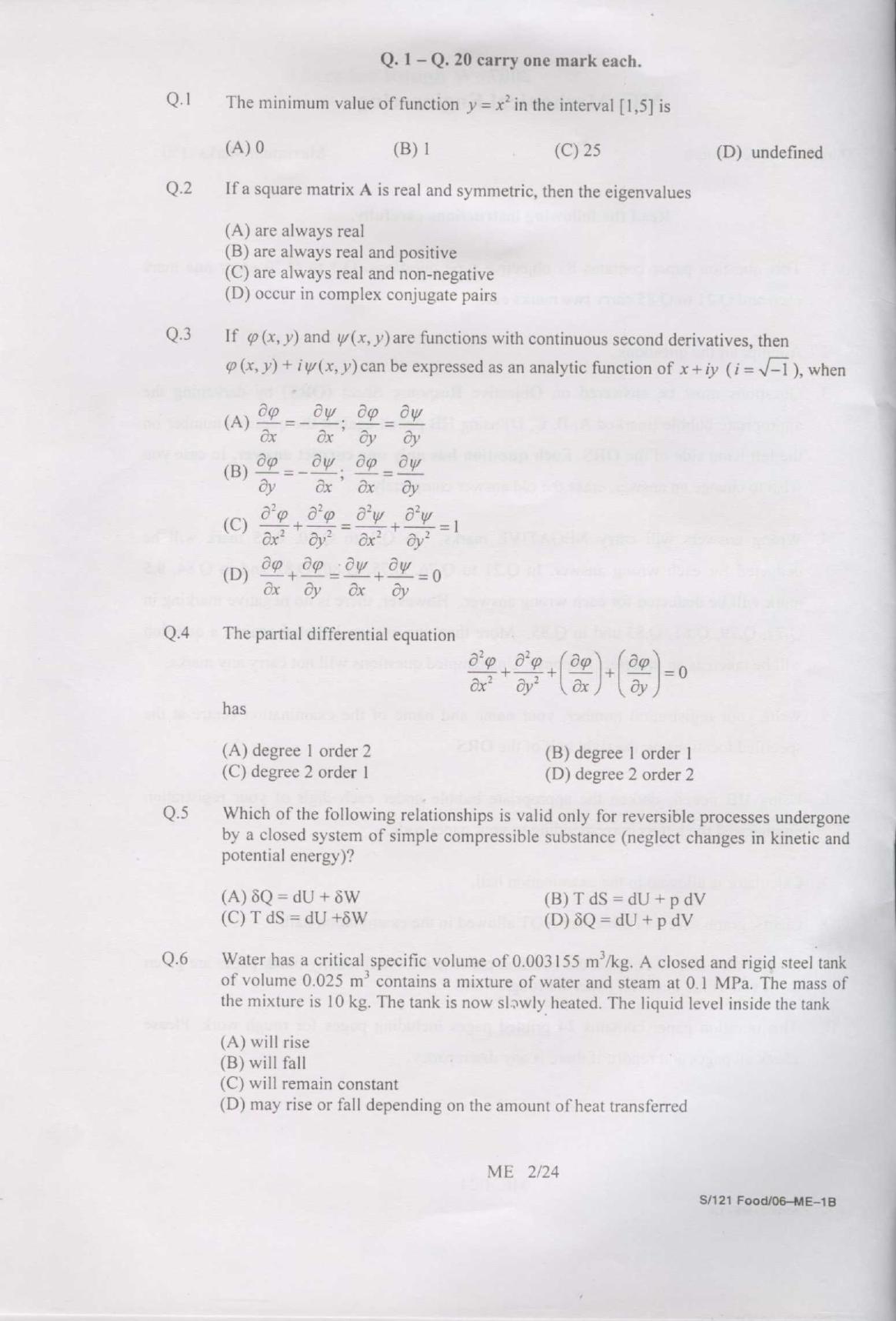 GATE 2007 Mechanical Engineering (ME) Question Paper with Answer Key - Page 2