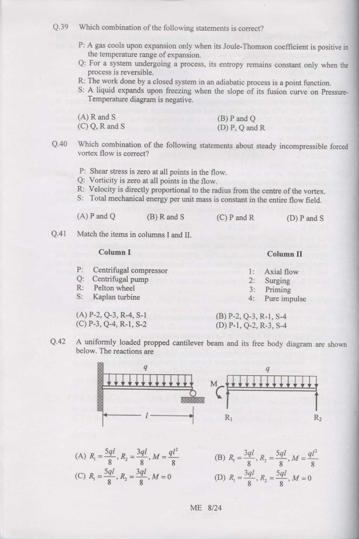 GATE 2007 Mechanical Engineering (ME) Question Paper with Answer Key - Page 8