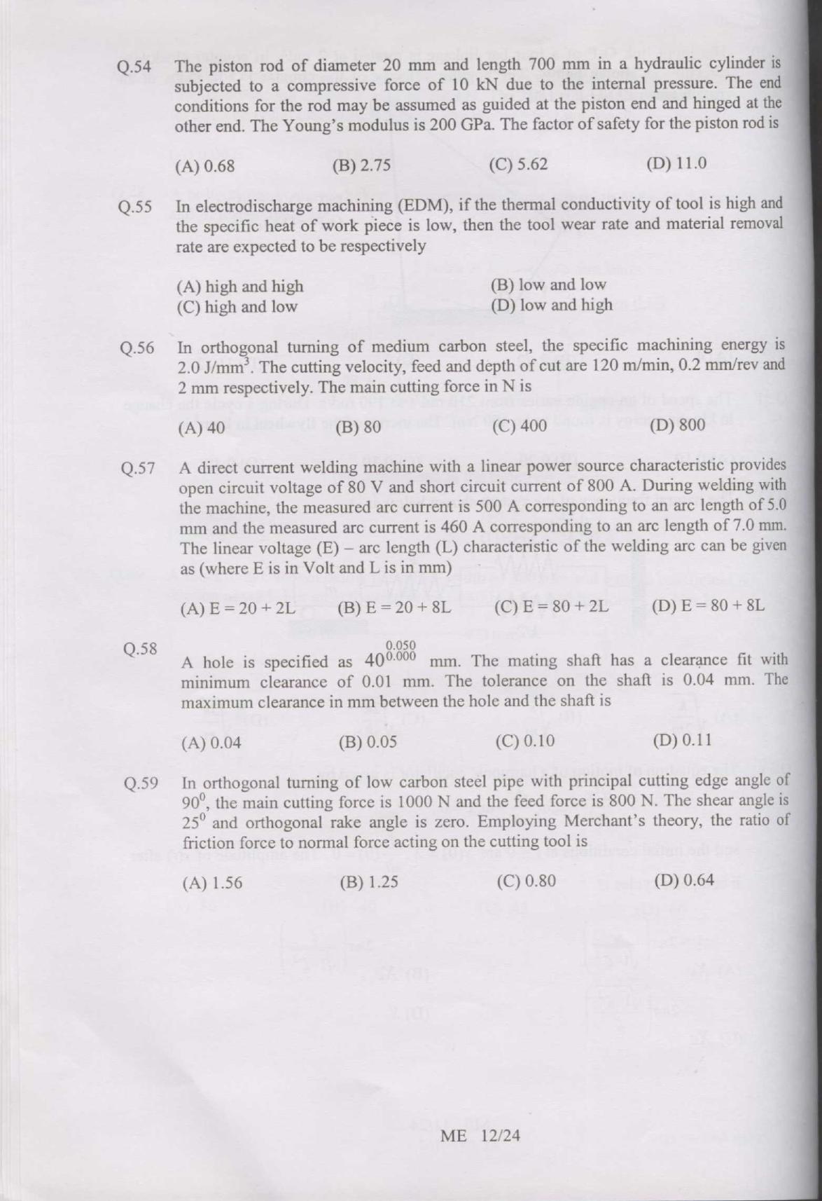 GATE 2007 Mechanical Engineering (ME) Question Paper with Answer Key - Page 12