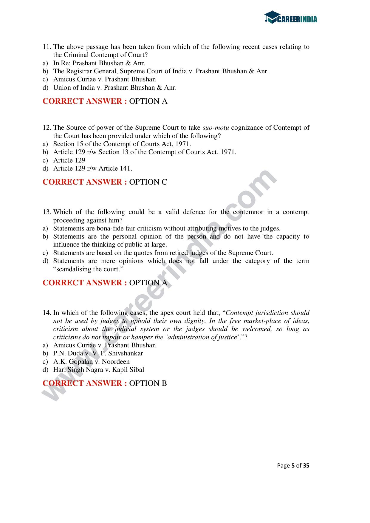 CLAT 2020 PG Question Paper - Page 5