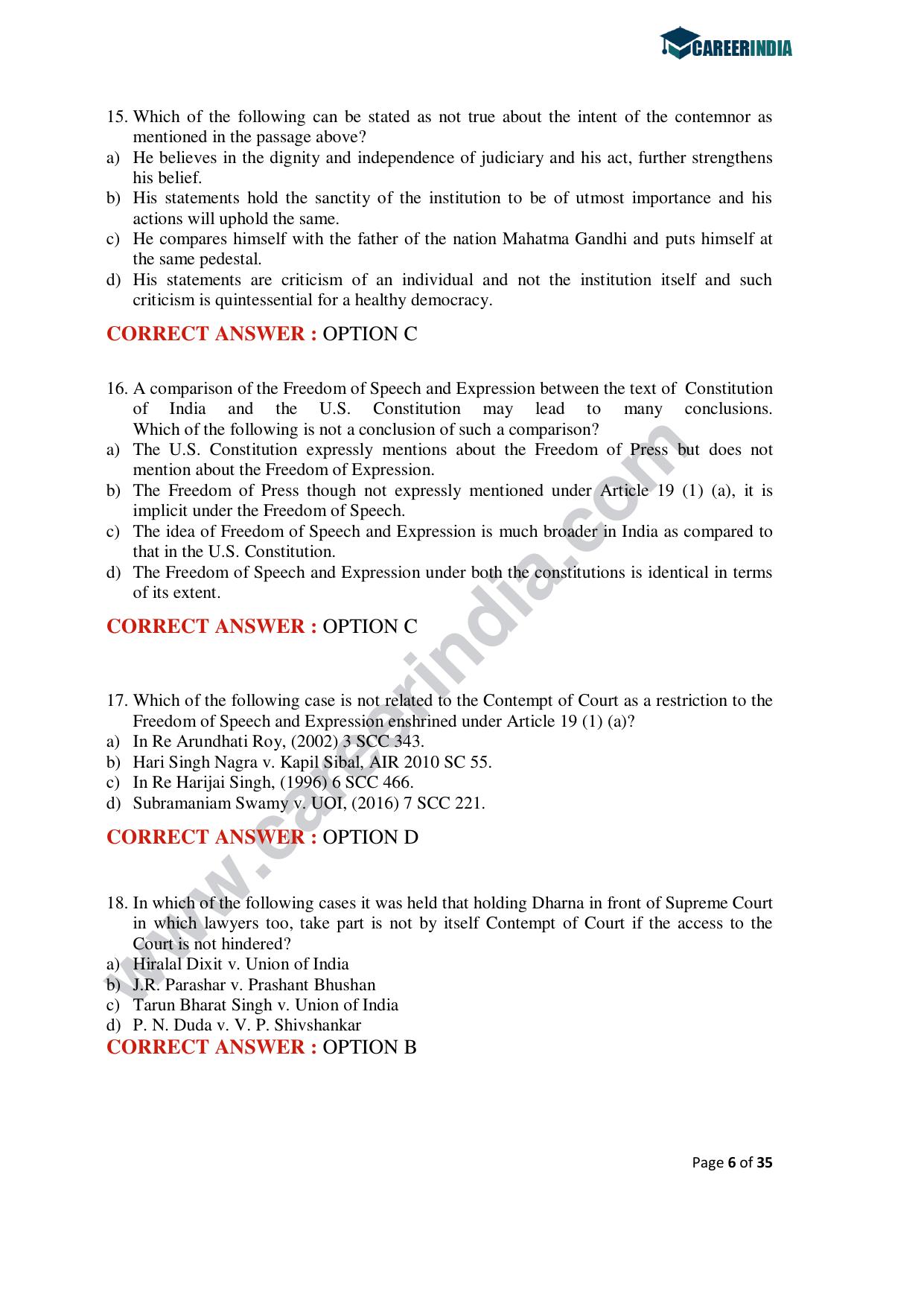 CLAT 2020 PG Question Paper - Page 6