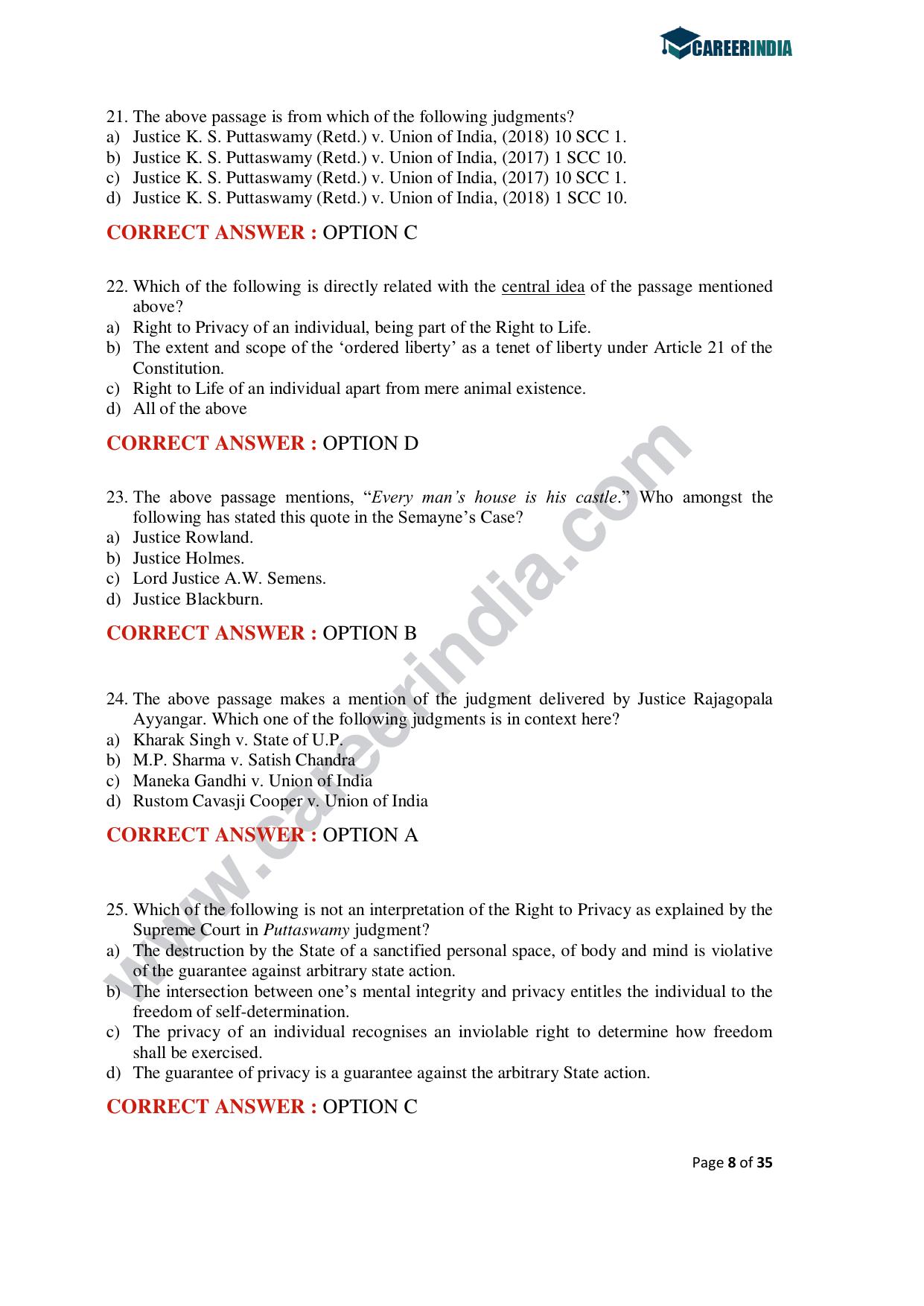 CLAT 2020 PG Question Paper - Page 8