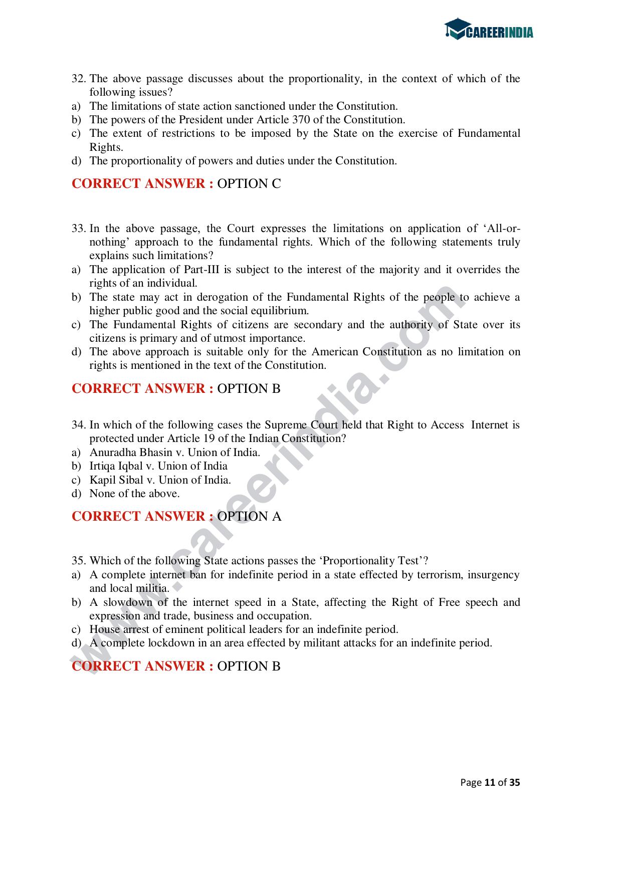 CLAT 2020 PG Question Paper - Page 11