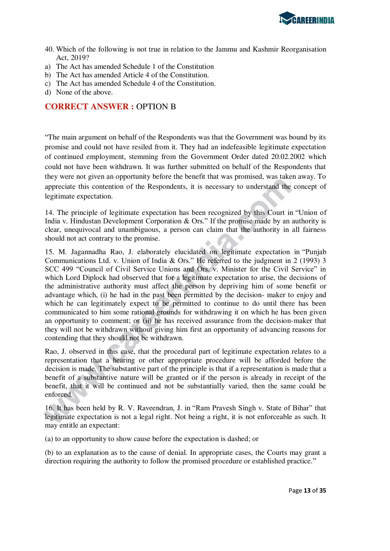 CLAT 2020 PG Question Paper - Page 13