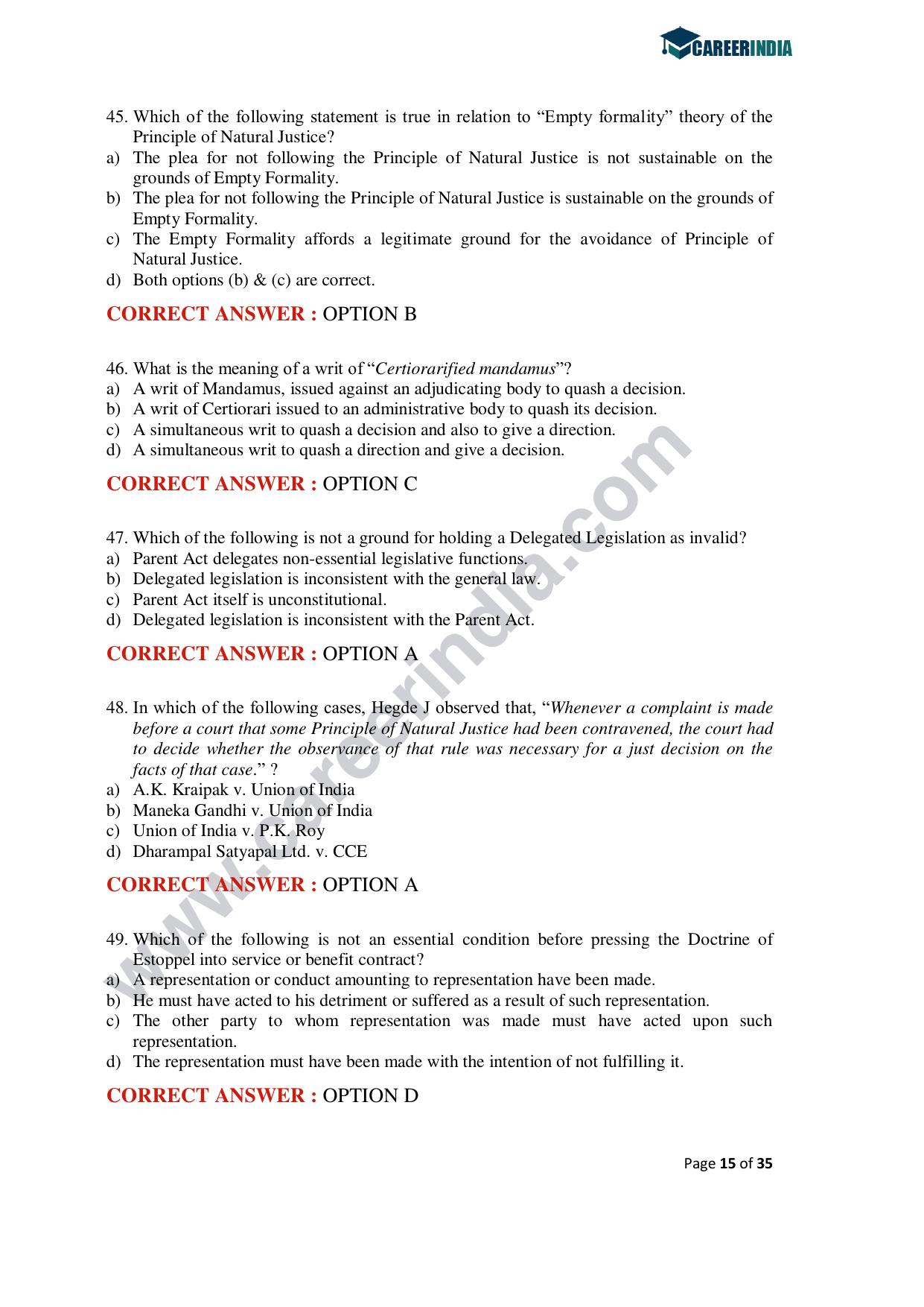 CLAT 2020 PG Question Paper - Page 15