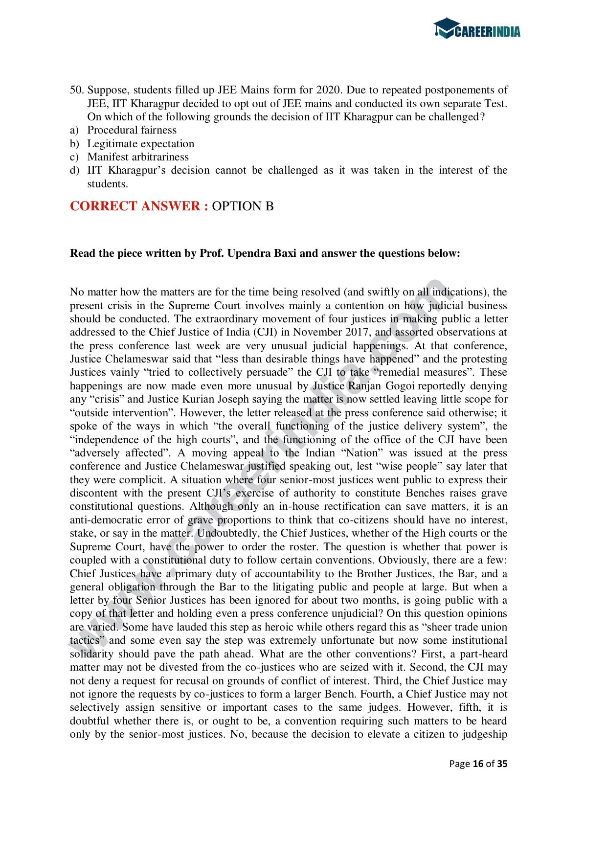 CLAT 2020 PG Question Paper - Page 16