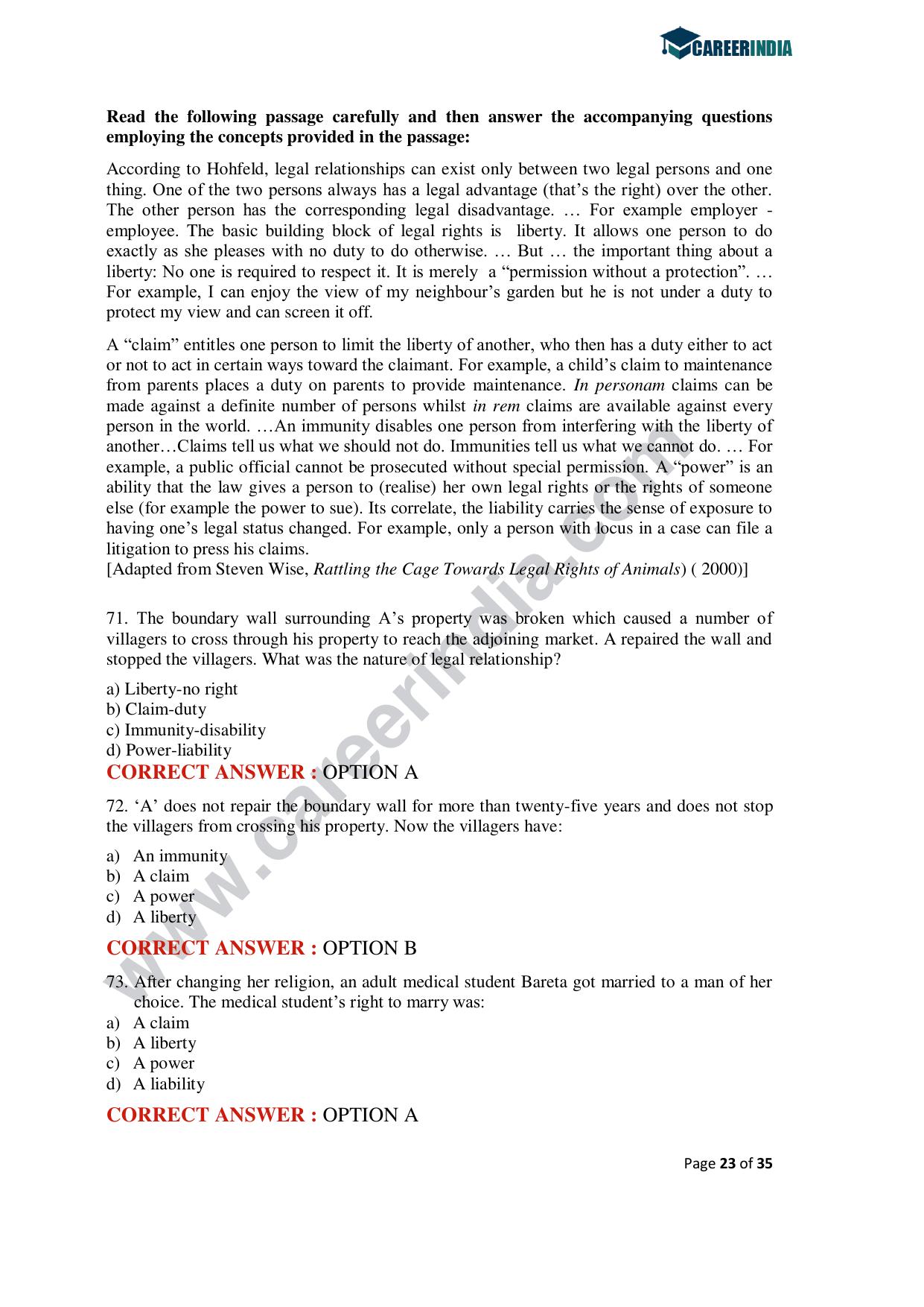 CLAT 2020 PG Question Paper - Page 23