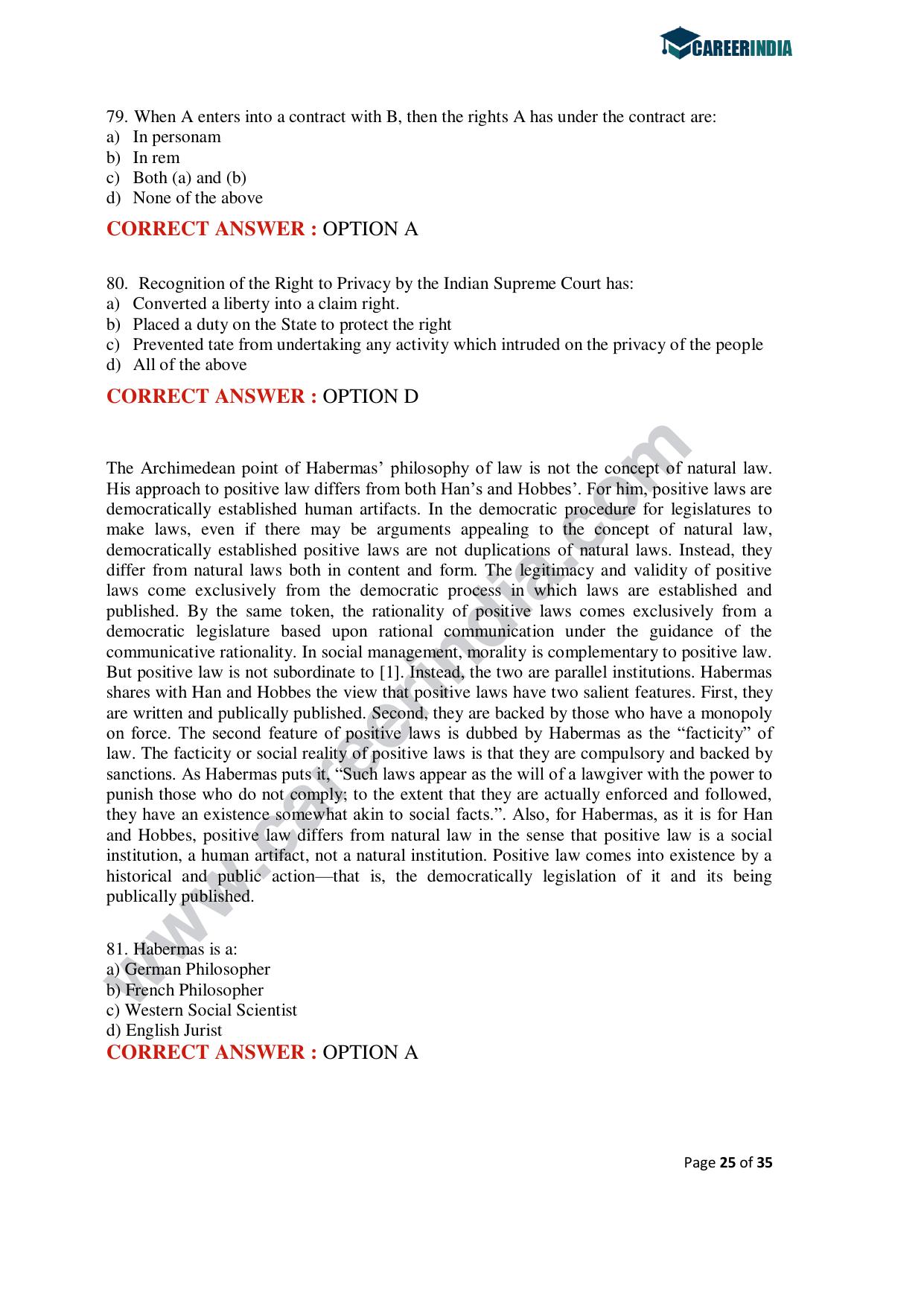 CLAT 2020 PG Question Paper - Page 25