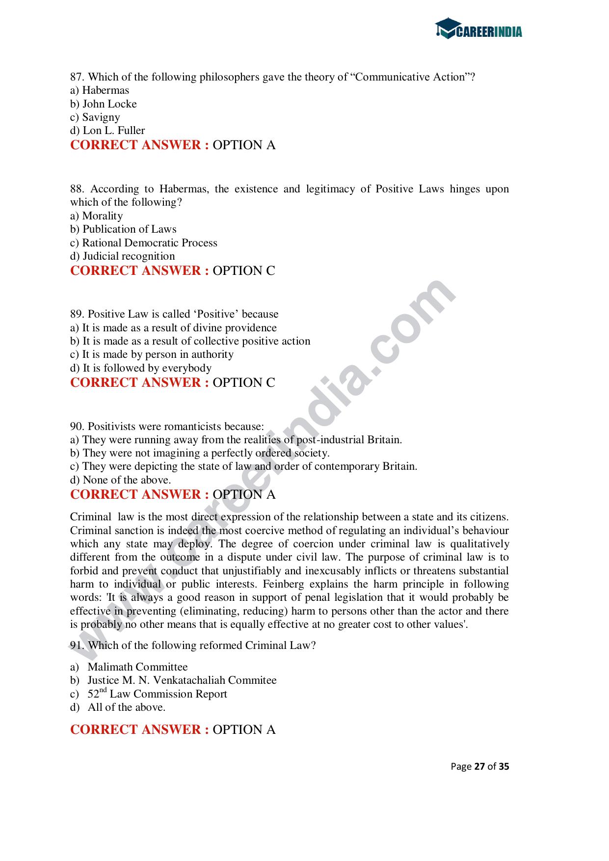 CLAT 2020 PG Question Paper - Page 27