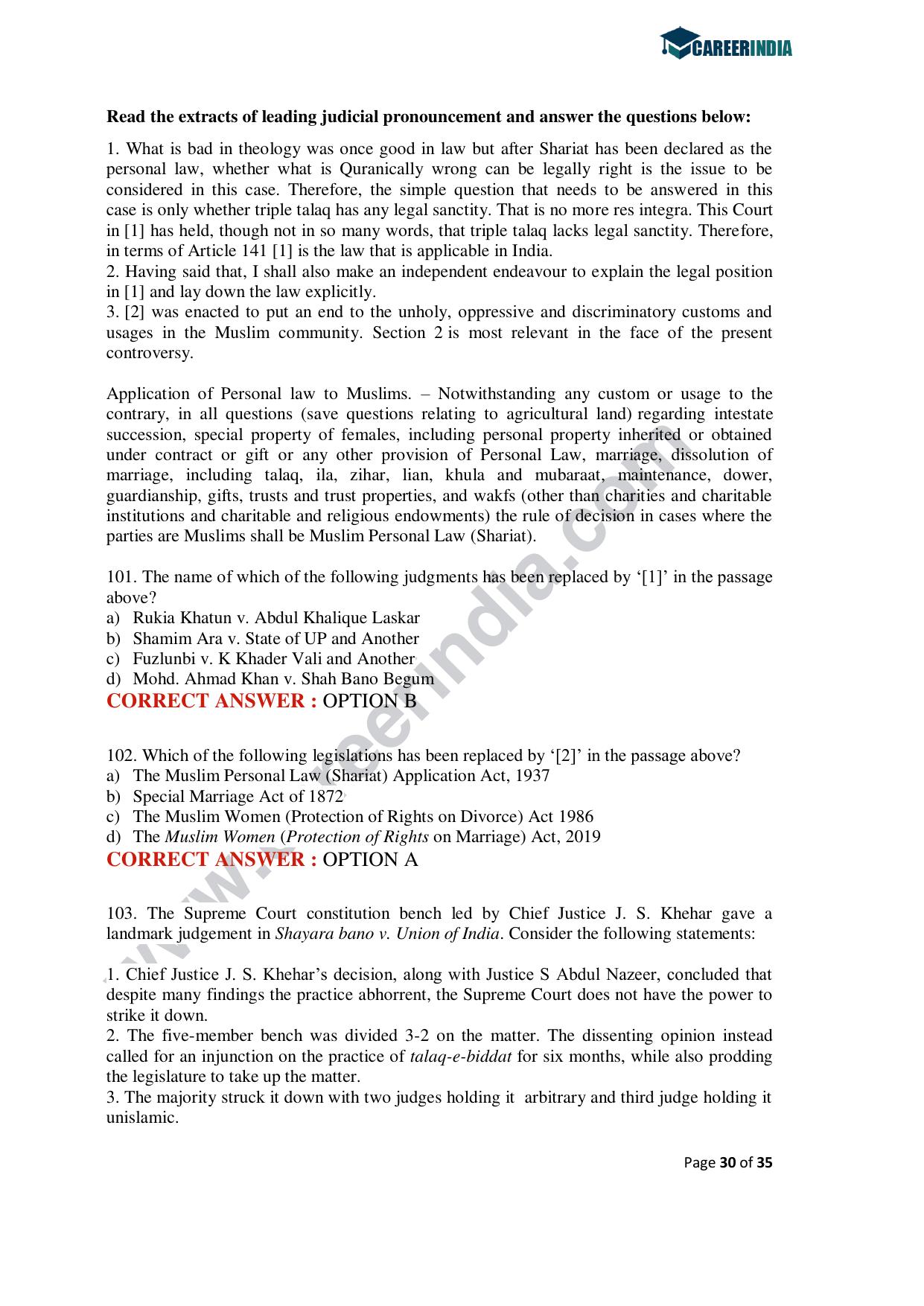 CLAT 2020 PG Question Paper - Page 30
