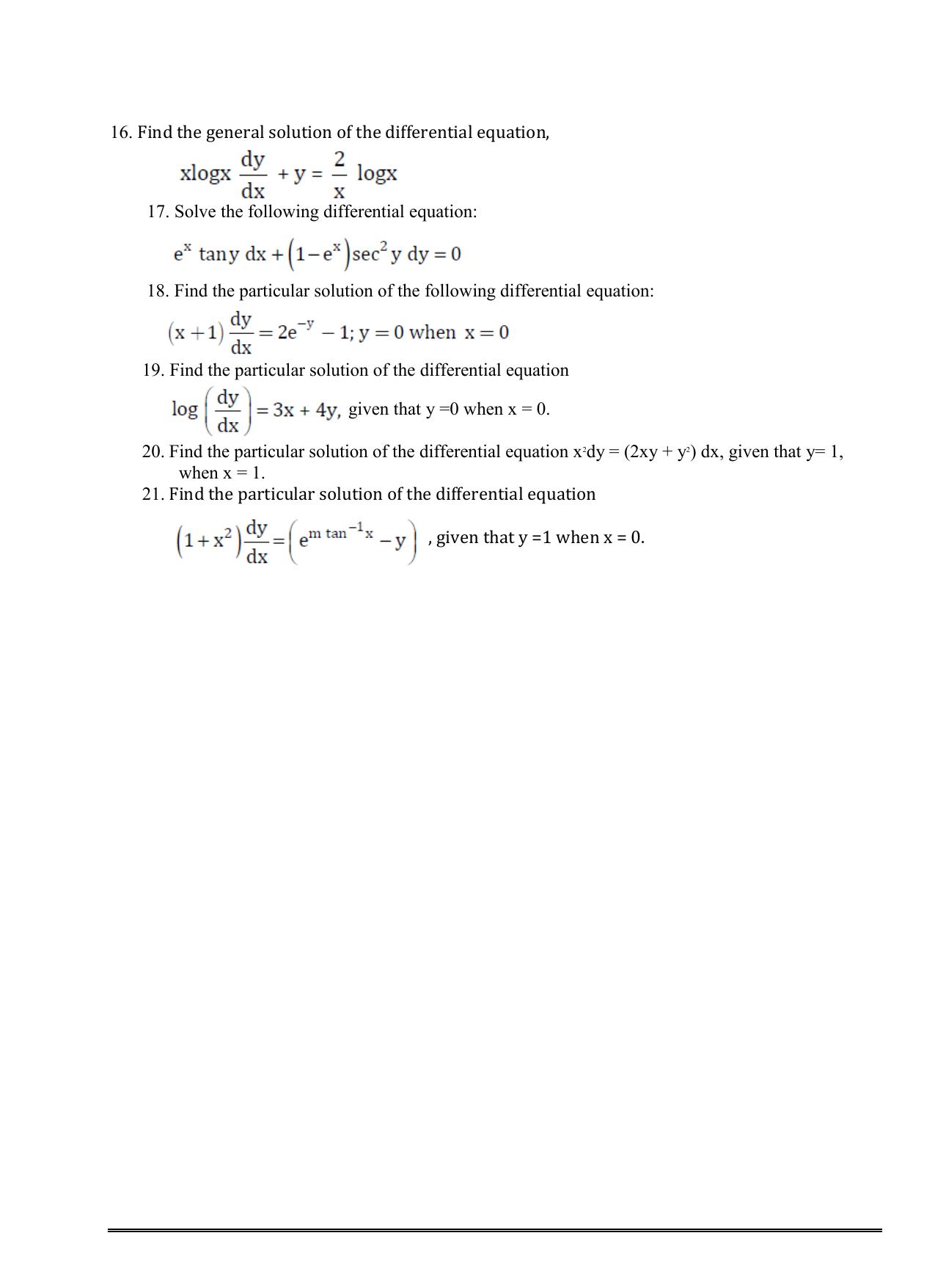 CBSE Class 12 Differential Equations Assignment 02 - Page 2