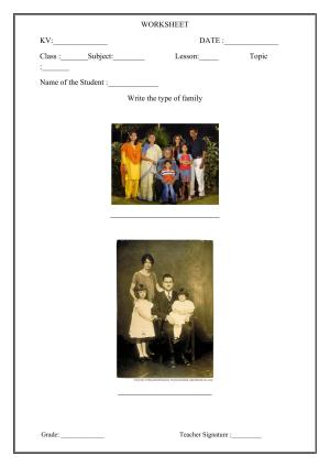 Worksheet for Class 1 EVS Our Family Assignment