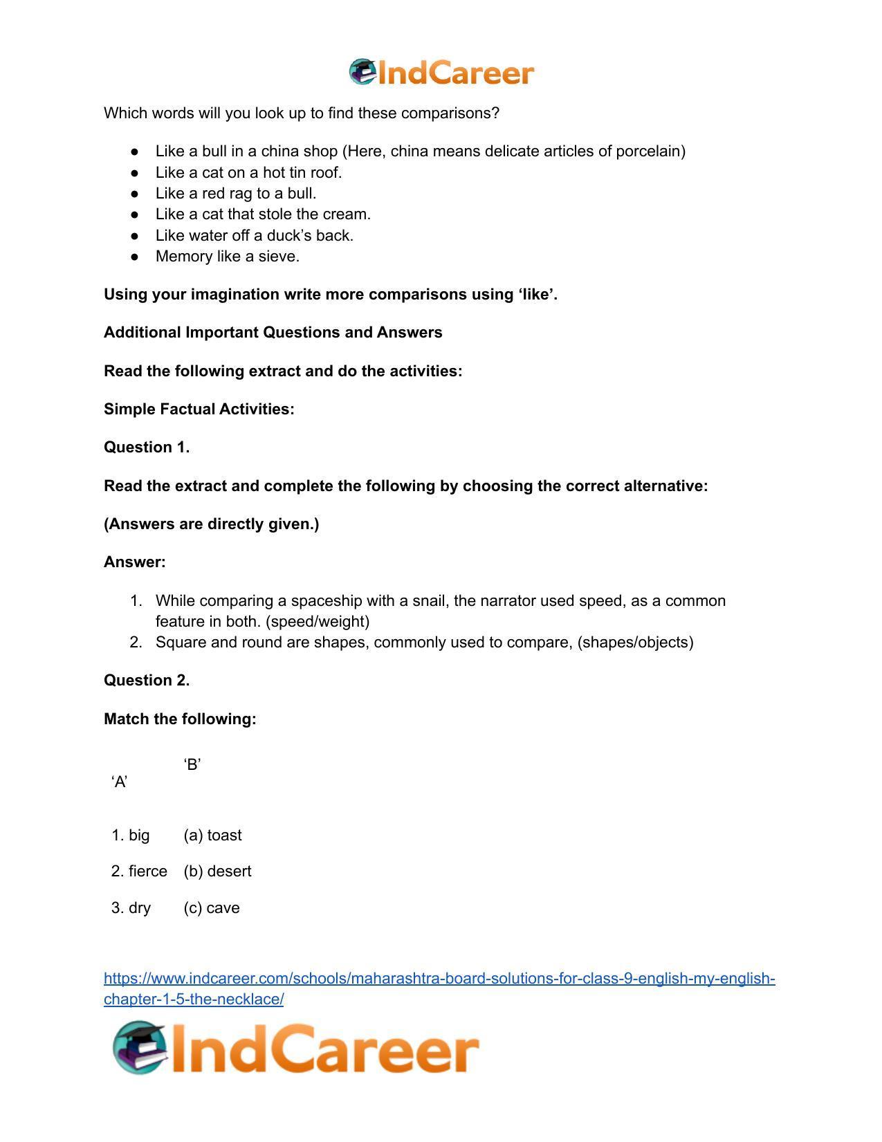 Maharashtra Board Solutions for Class 9- English (My English): Chapter 2.1- Comparisons - Page 9
