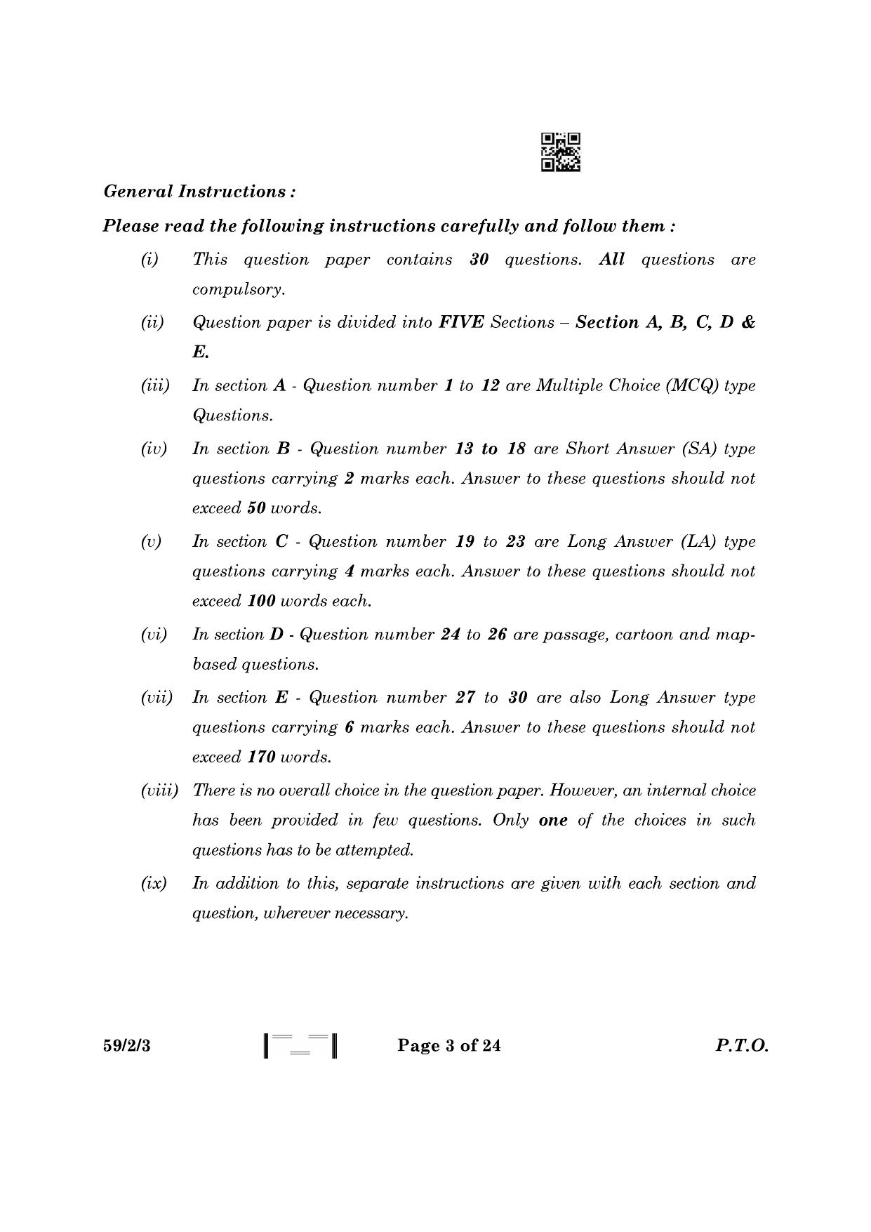 CBSE Class 12 59-2-3 Political Science 2023 Question Paper - Page 3