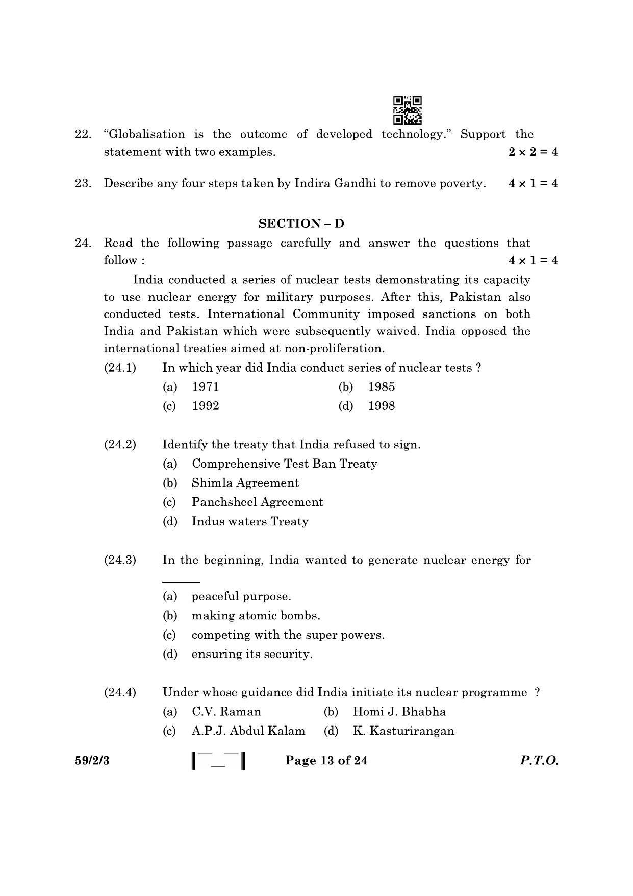 CBSE Class 12 59-2-3 Political Science 2023 Question Paper - Page 13
