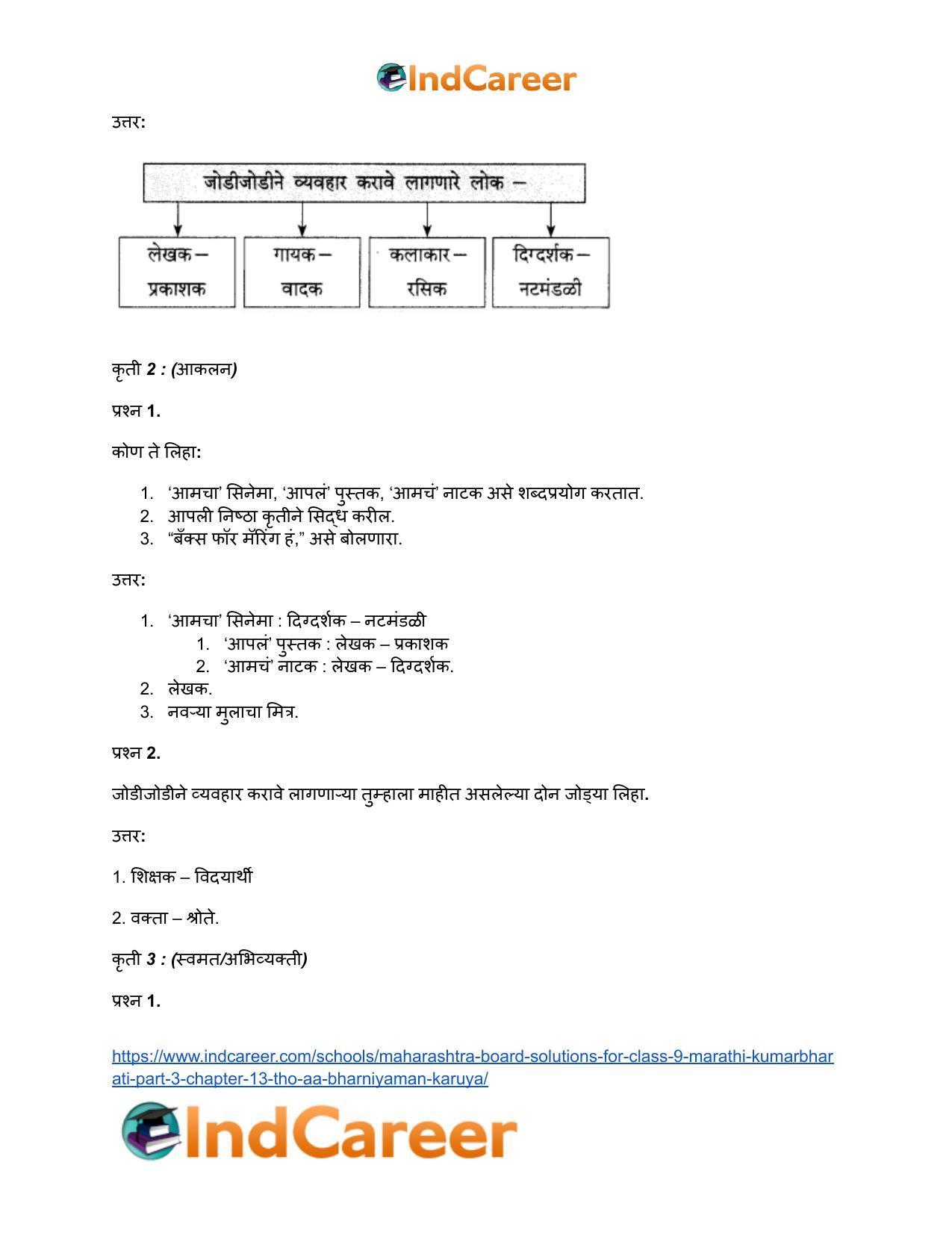 Maharashtra Board Solutions for Class 9- Marathi Kumarbharati (Part- 3): Chapter 13- थोडं 'आ' भारनियमन करूया - Page 17