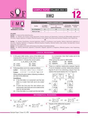 SOF IMO Sample Paper 2023 Class 12